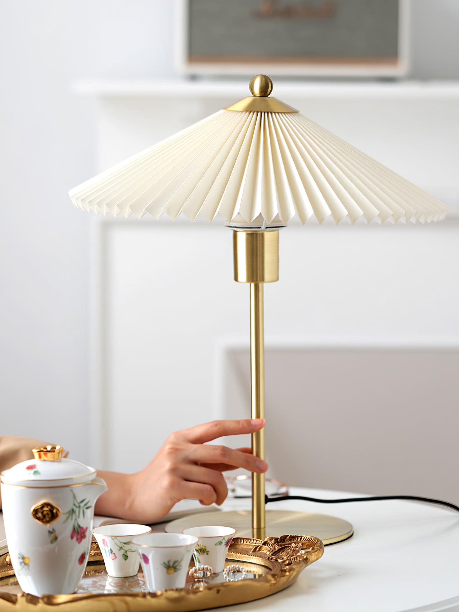 Camirir Pleated Umbrella Table Lamp-Neutral Decor