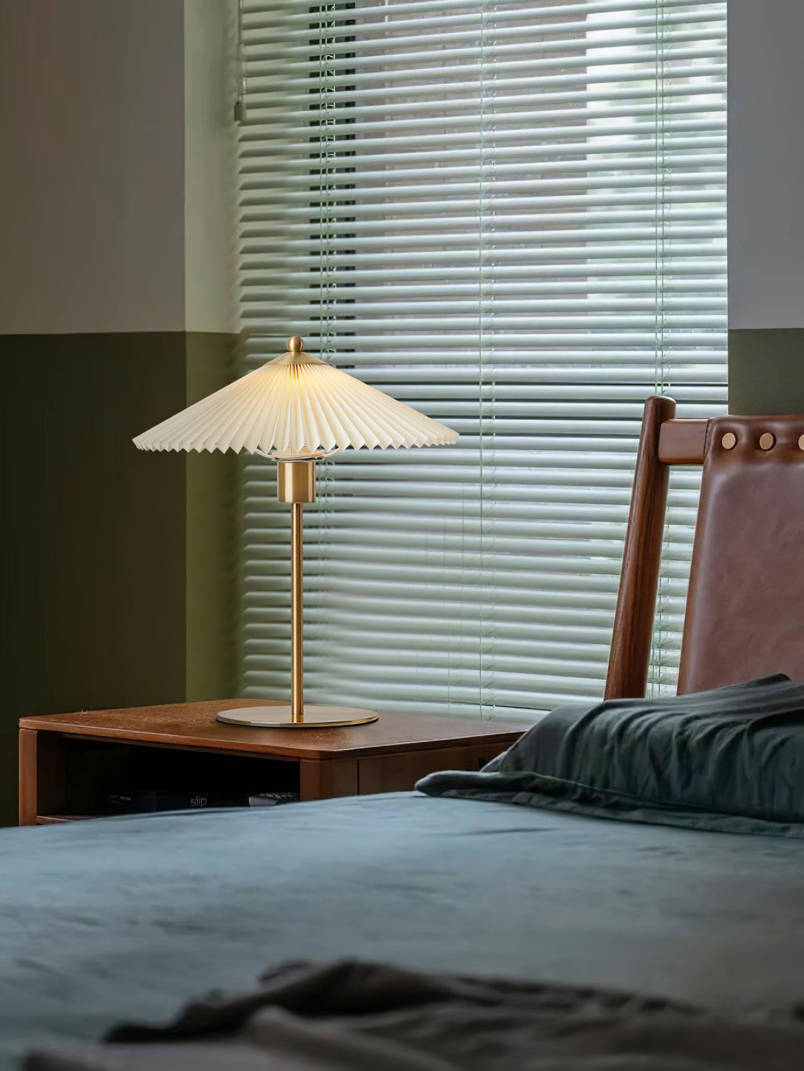 Camirir Pleated Umbrella Table Lamp-Neutral Decor
