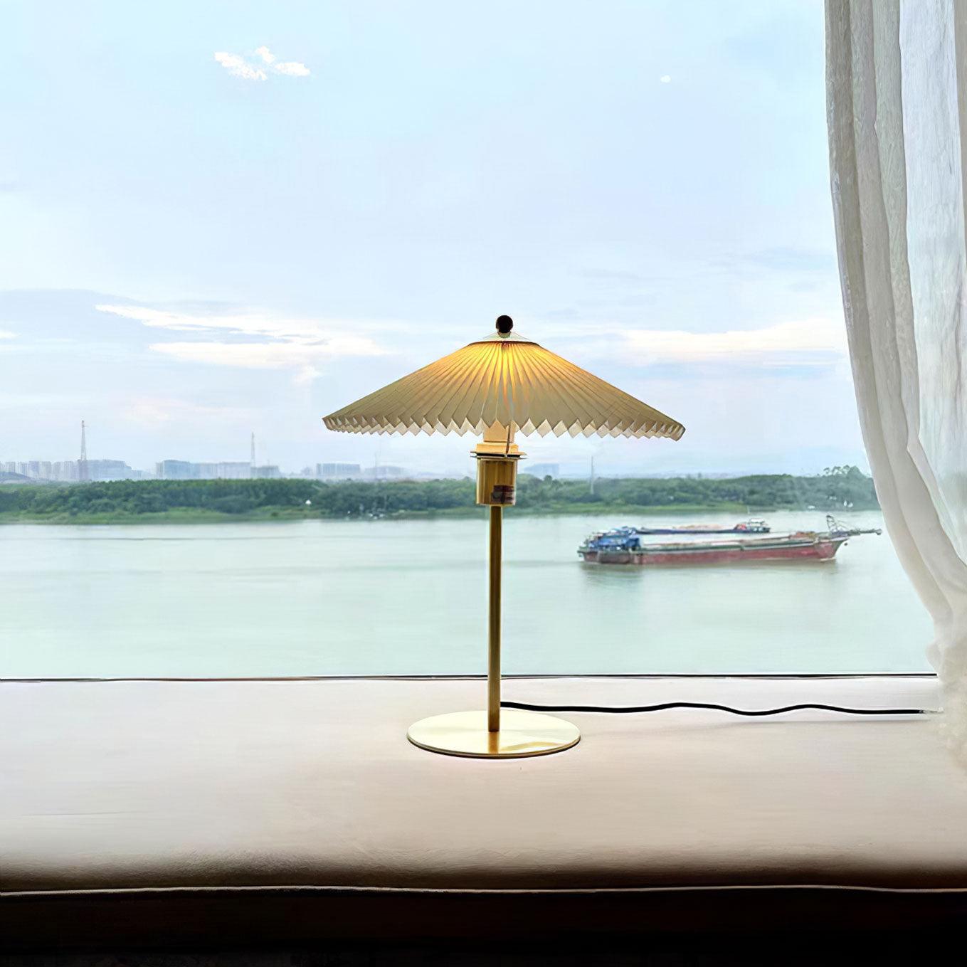 Camirir Pleated Umbrella Table Lamp-Neutral Decor