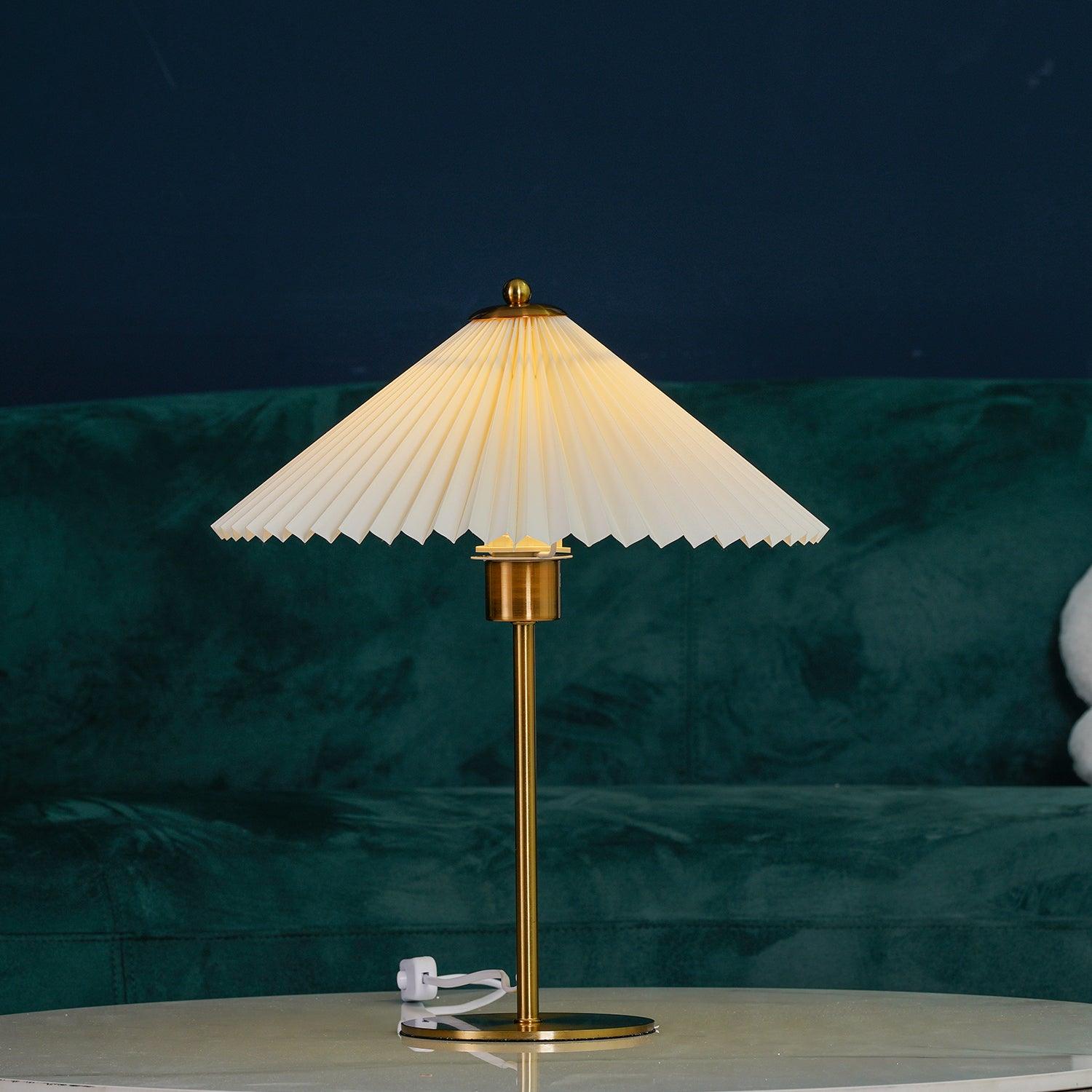 Camirir Pleated Umbrella Table Lamp-Neutral Decor