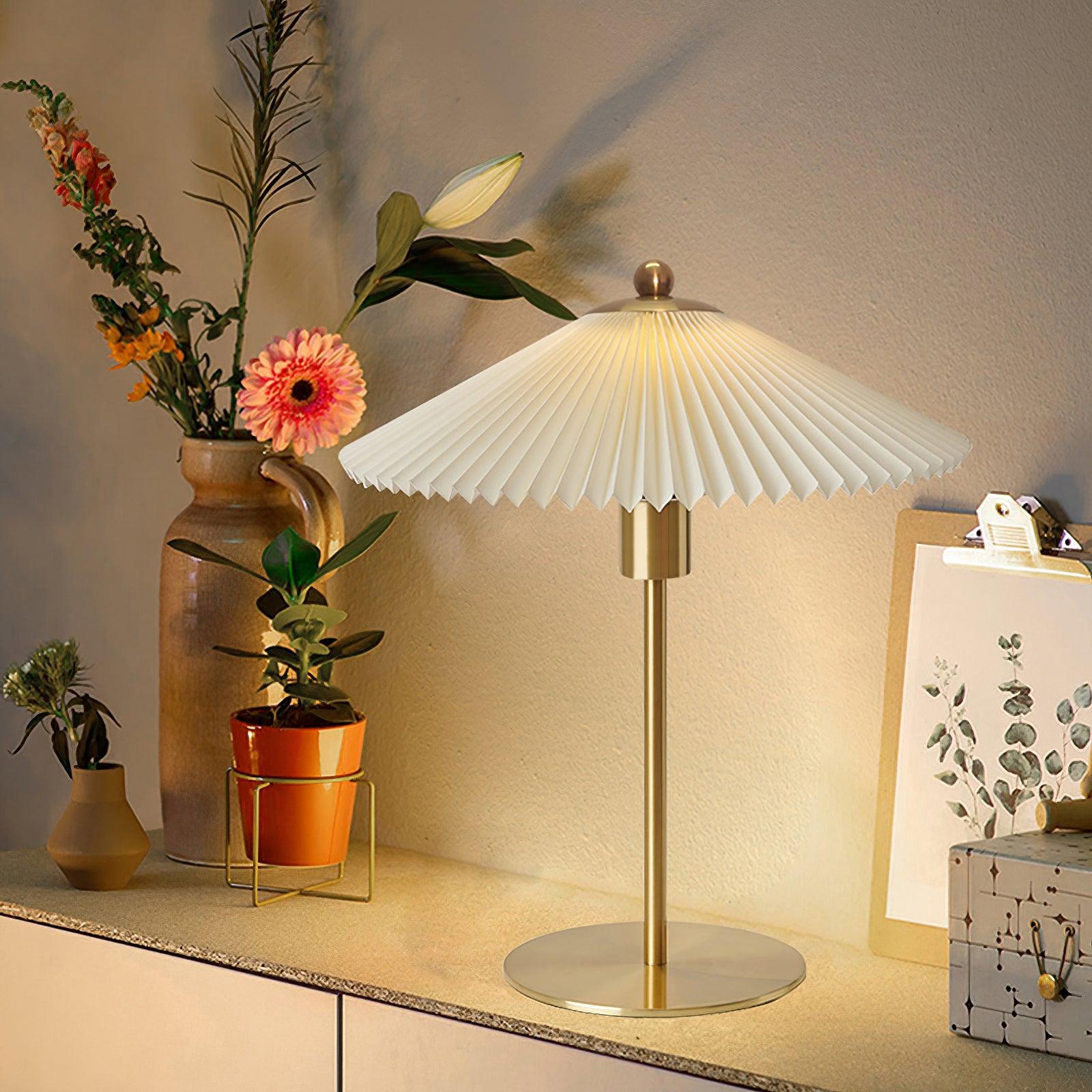 Camirir Pleated Umbrella Table Lamp-Neutral Decor