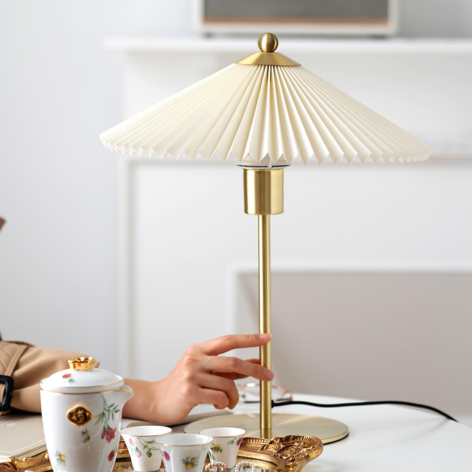 Camirir Pleated Umbrella Table Lamp-Neutral Decor
