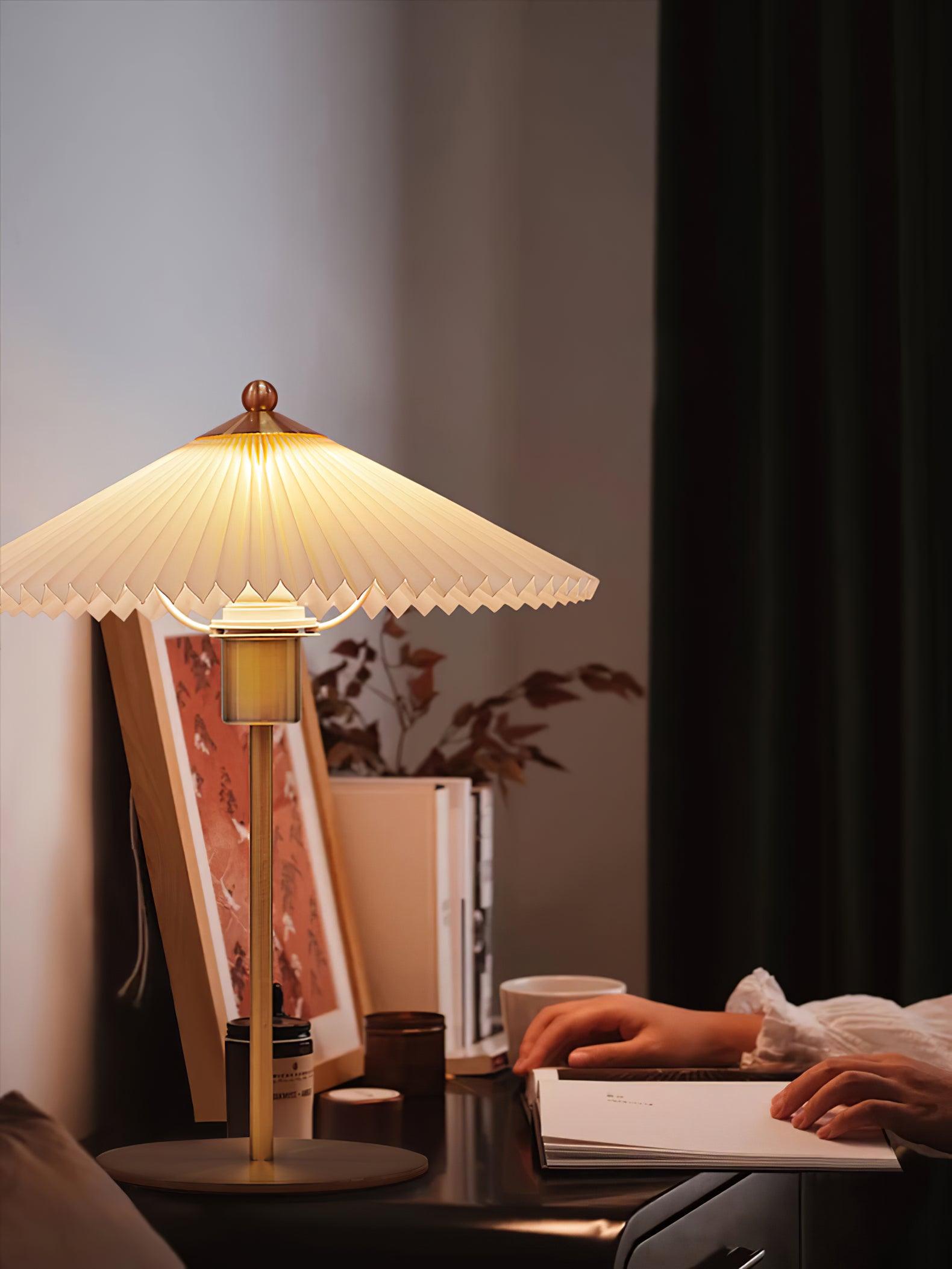 Camirir Pleated Umbrella Table Lamp-Neutral Decor
