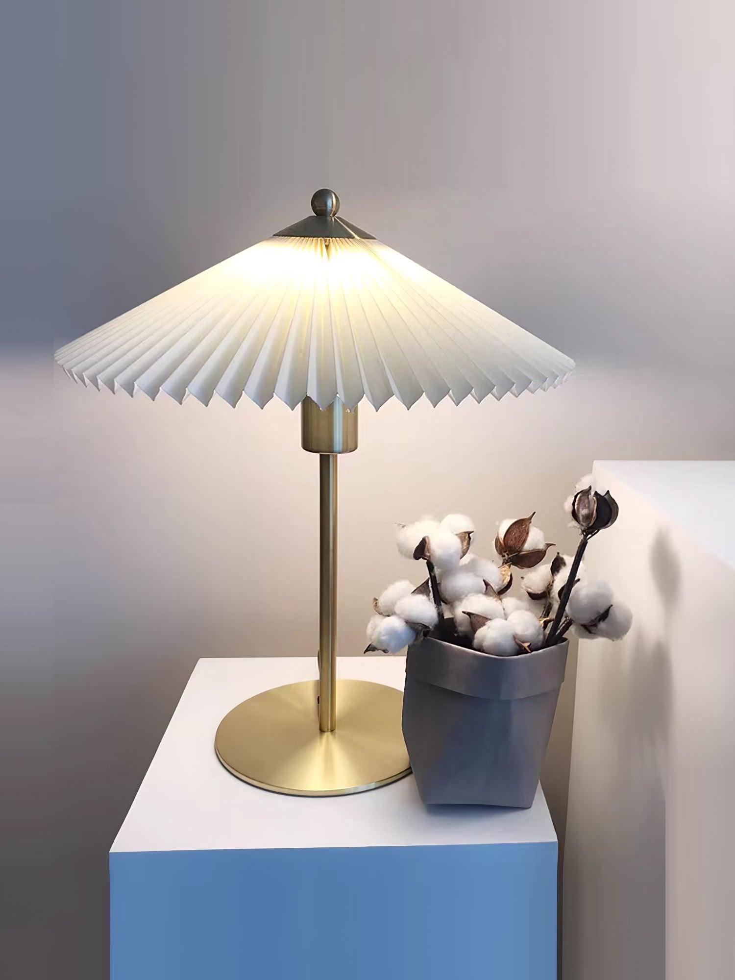 Camirir Pleated Umbrella Table Lamp-Neutral Decor