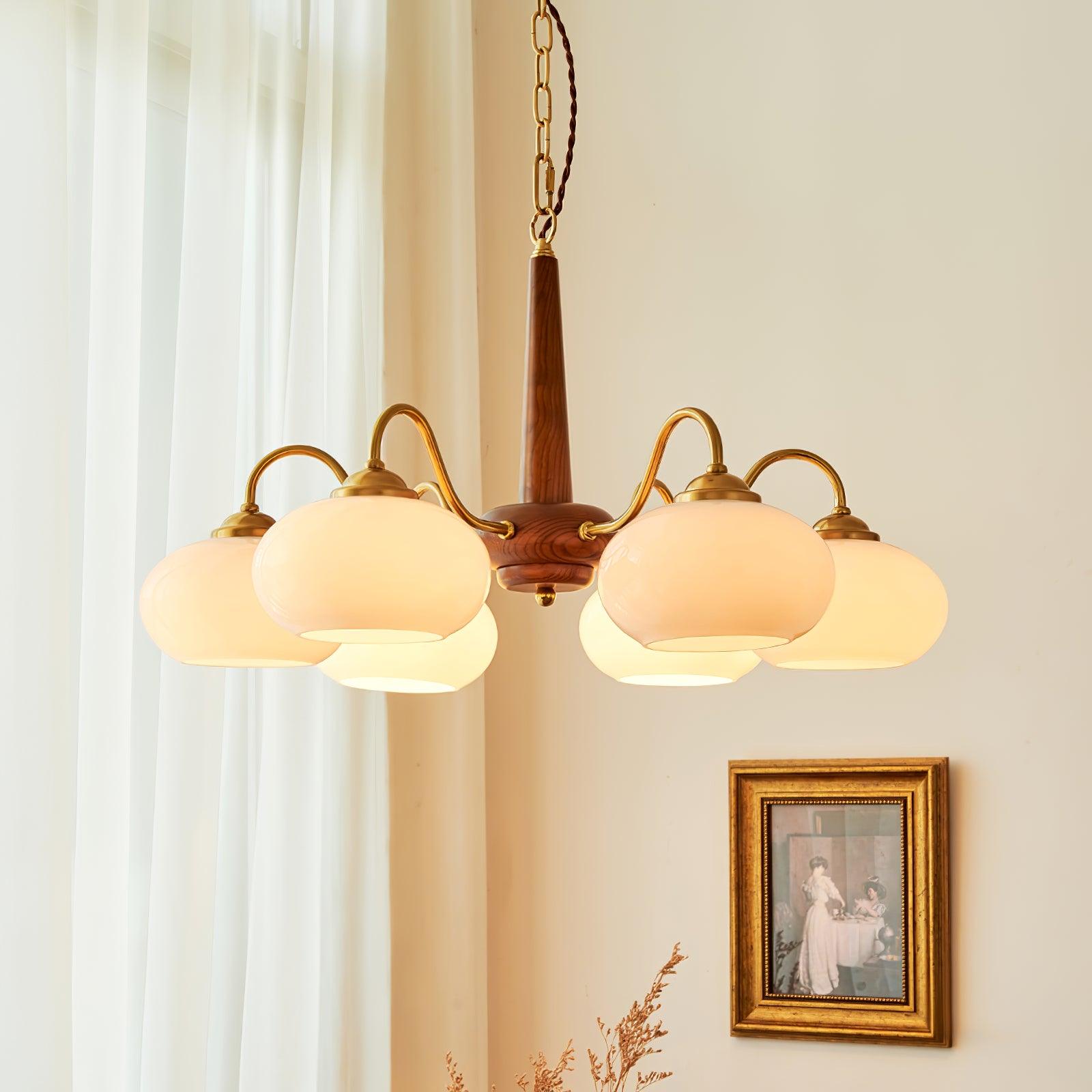 Hali Pendant Lamp Persimmon Brass Glass Elegant-Neutral Decor