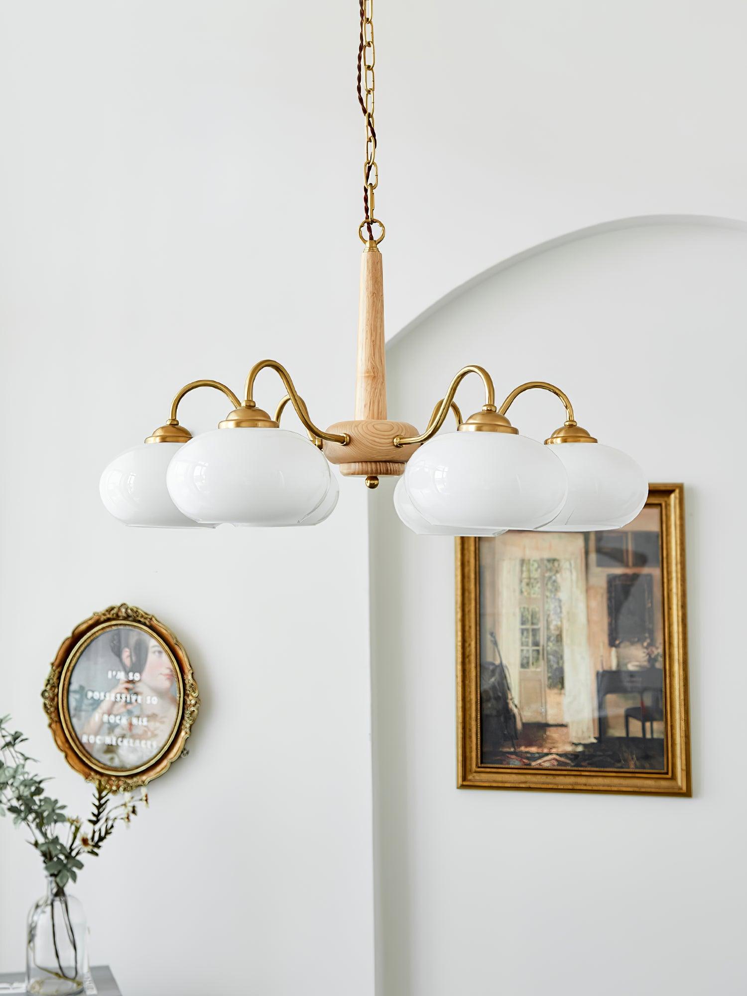 Hali Pendant Lamp Persimmon Brass Glass Elegant-Neutral Decor