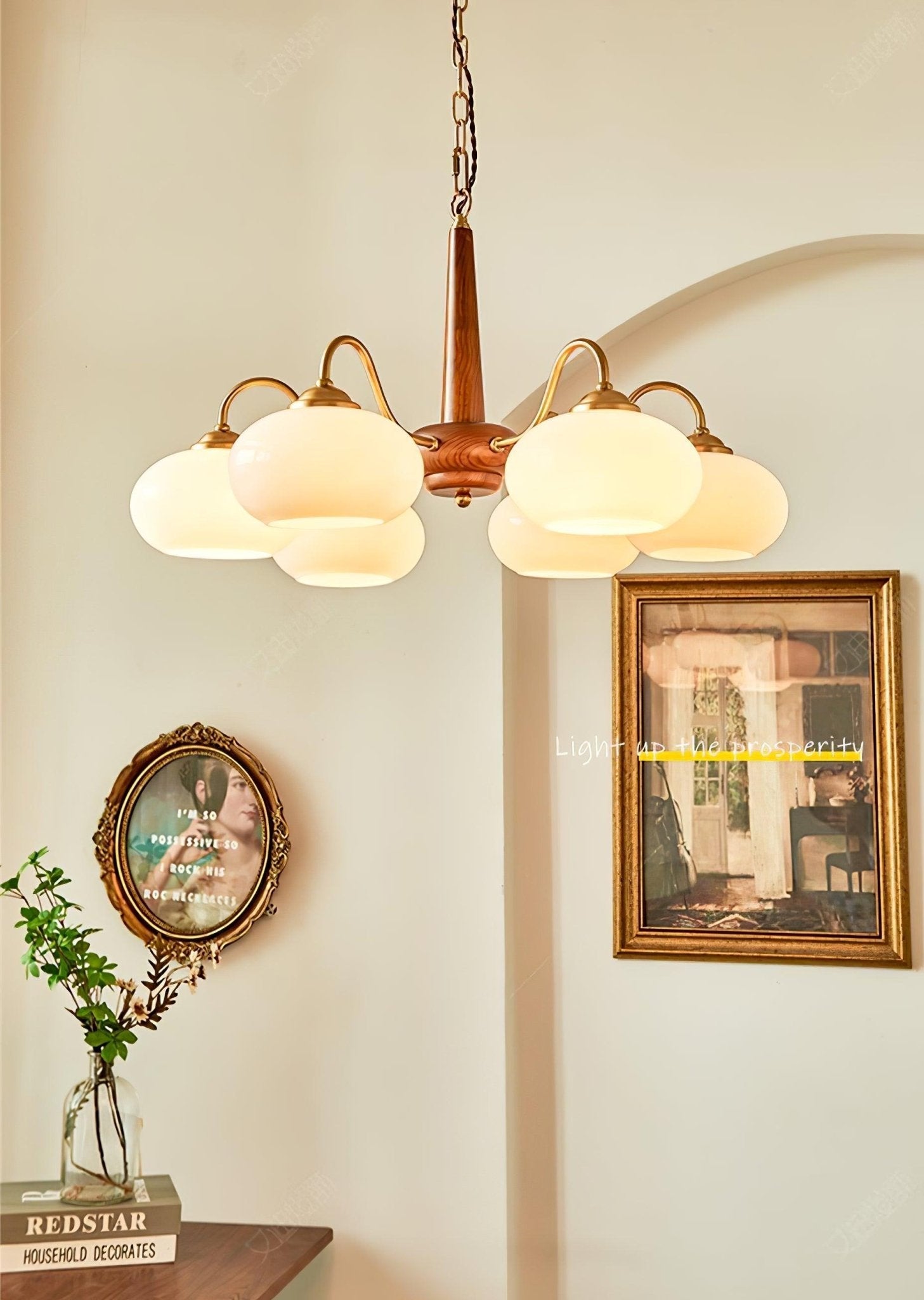 Hali Pendant Lamp Persimmon Brass Glass Elegant-Neutral Decor