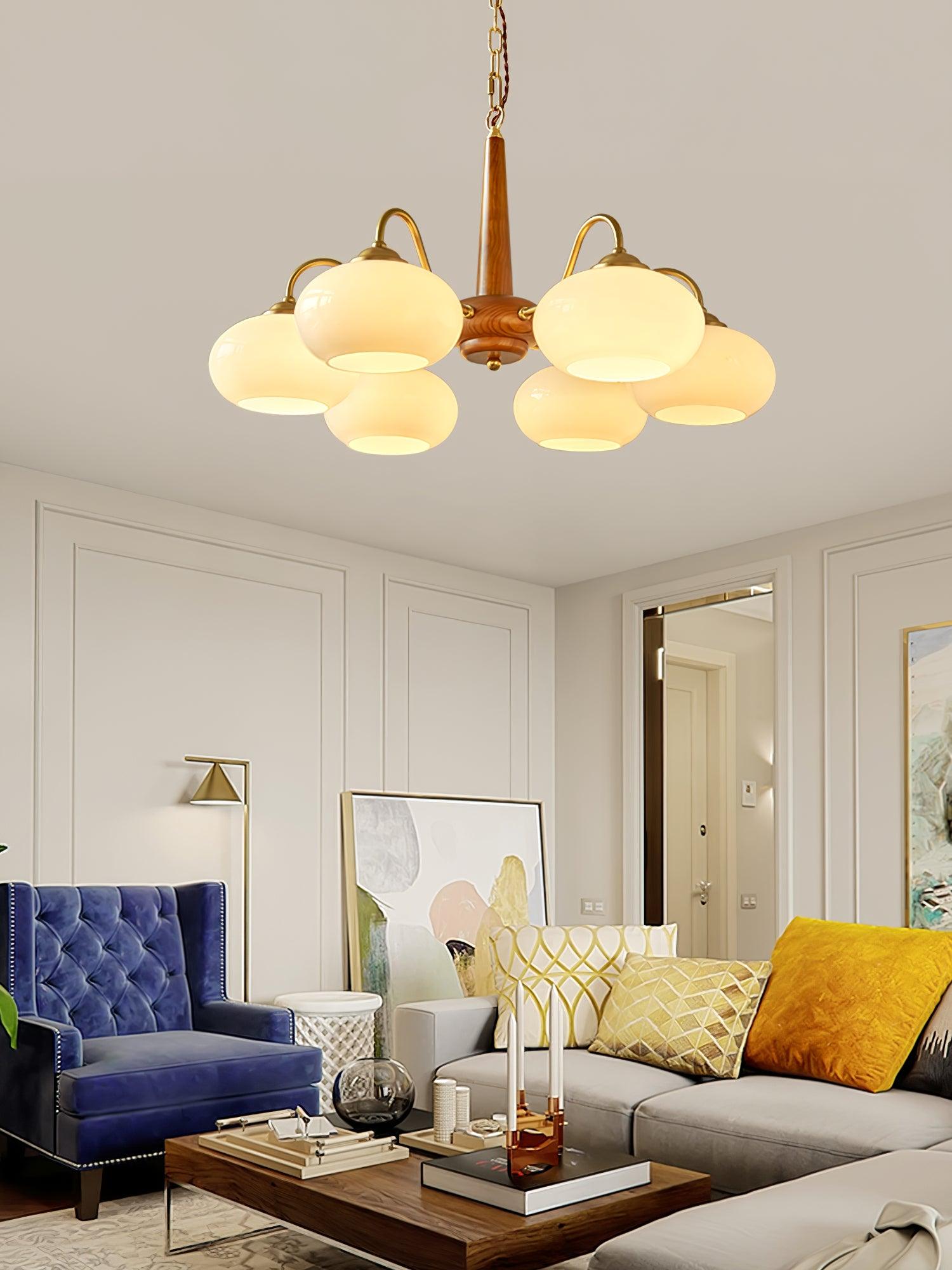 Hali Pendant Lamp Persimmon Brass Glass Elegant-Neutral Decor