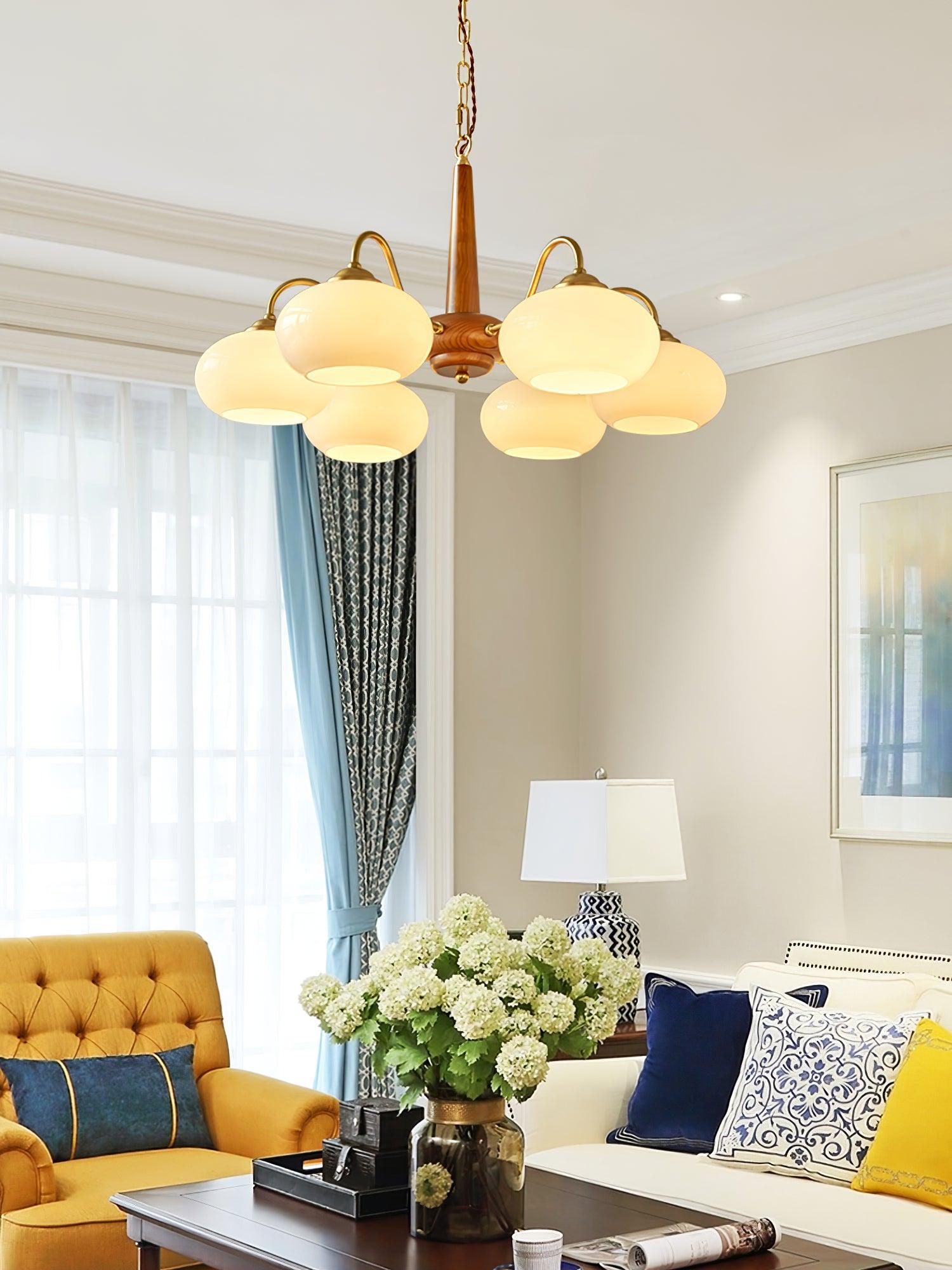 Hali Pendant Lamp Persimmon Brass Glass Elegant-Neutral Decor