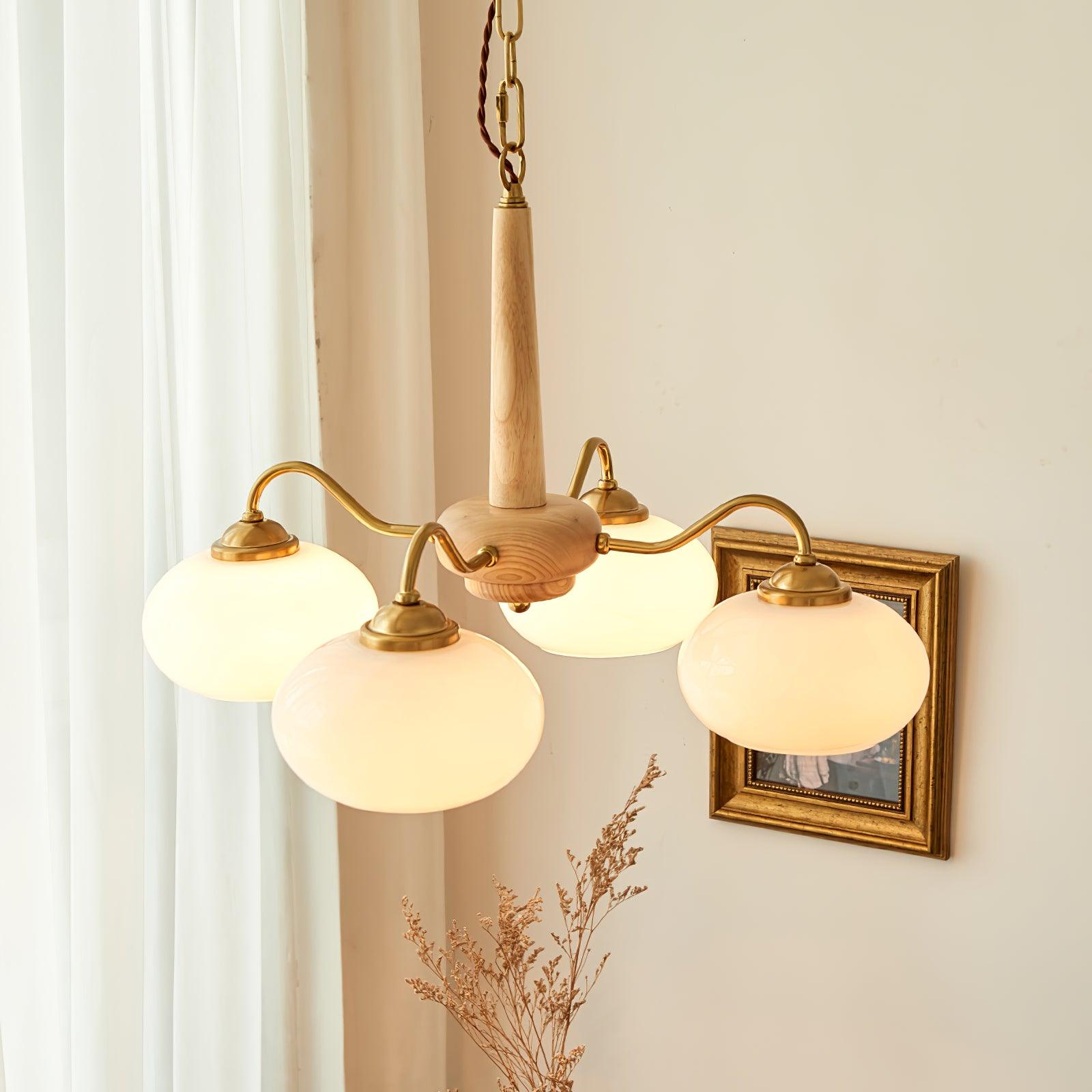 Hali Pendant Lamp Persimmon Brass Glass Elegant-Neutral Decor