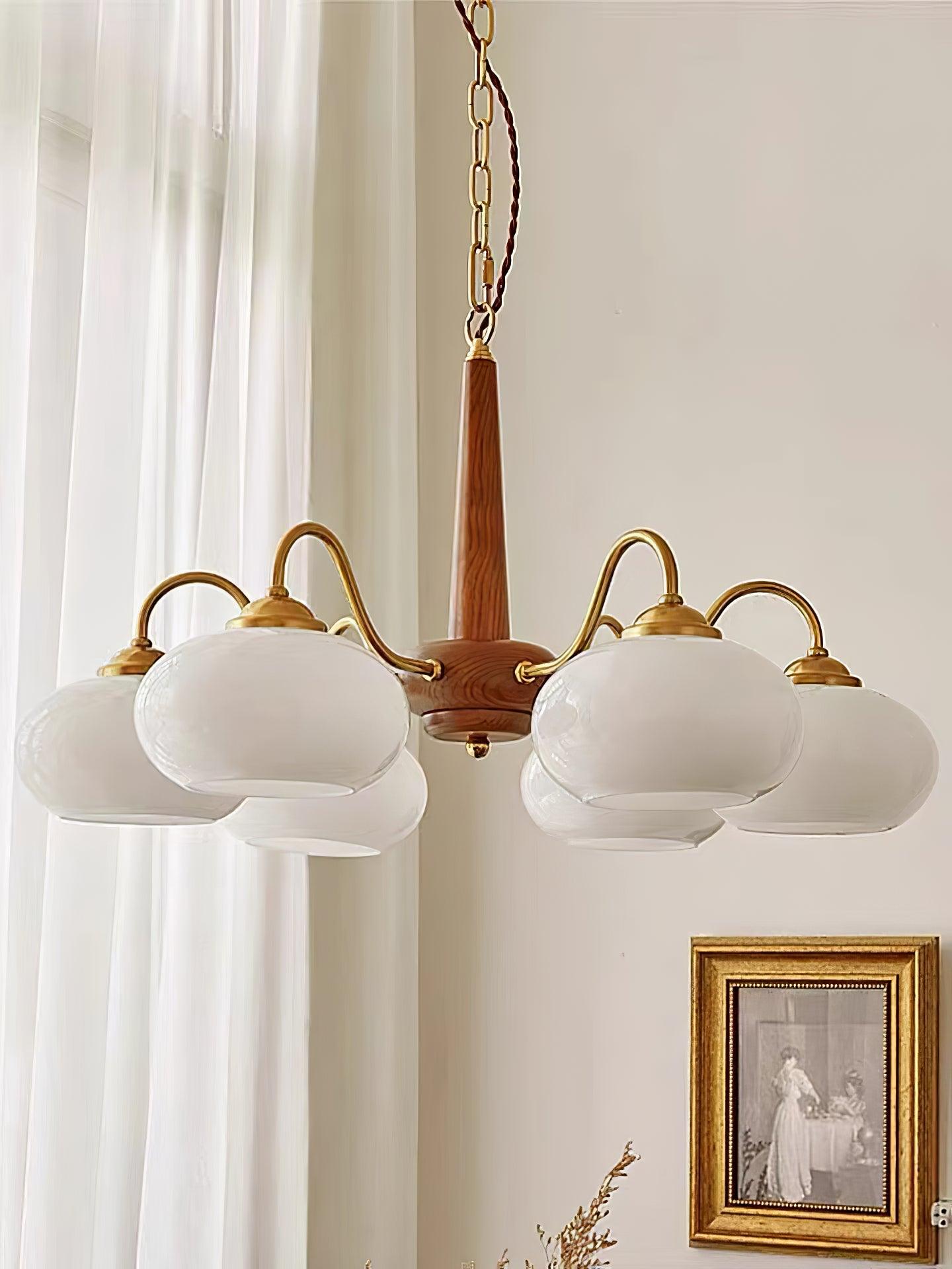 Hali Pendant Lamp Persimmon Brass Glass Elegant-Neutral Decor