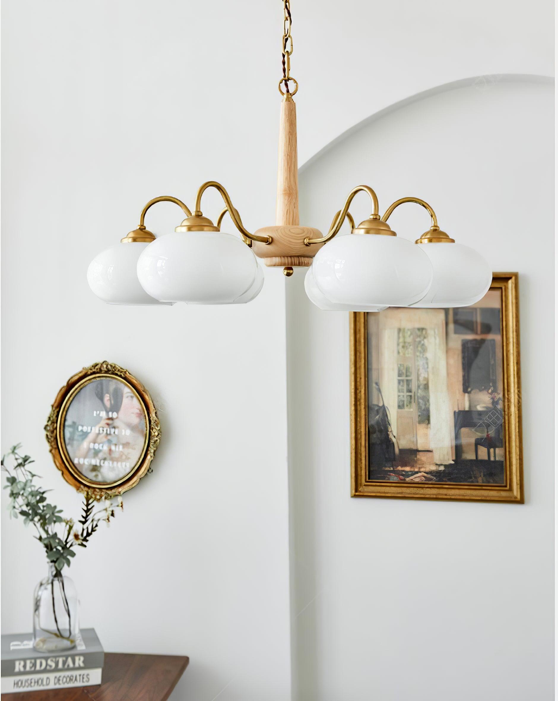 Hali Pendant Lamp Persimmon Brass Glass Elegant-Neutral Decor