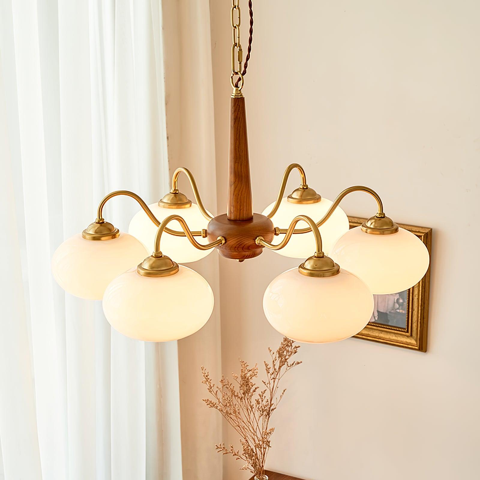 Hali Pendant Lamp Persimmon Brass Glass Elegant-Neutral Decor