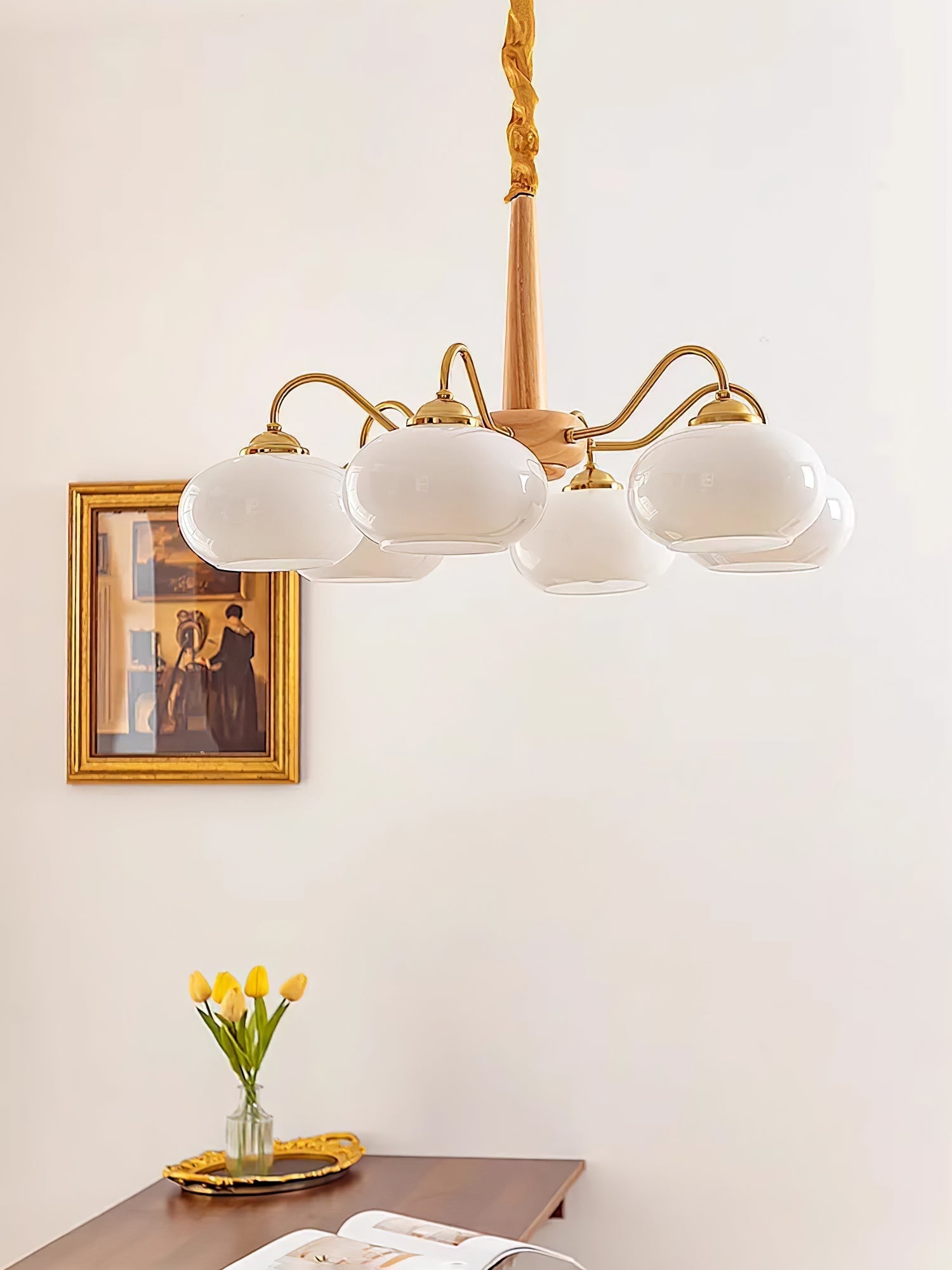 Hali Pendant Lamp Persimmon Brass Glass Elegant-Neutral Decor