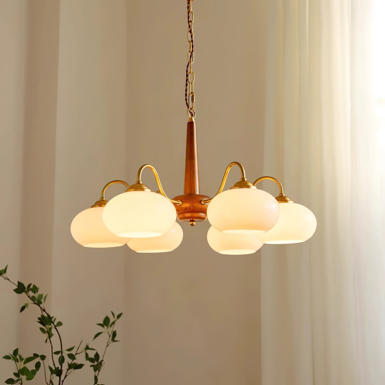 Hali Pendant Lamp Persimmon Brass Glass Elegant-Neutral Decor