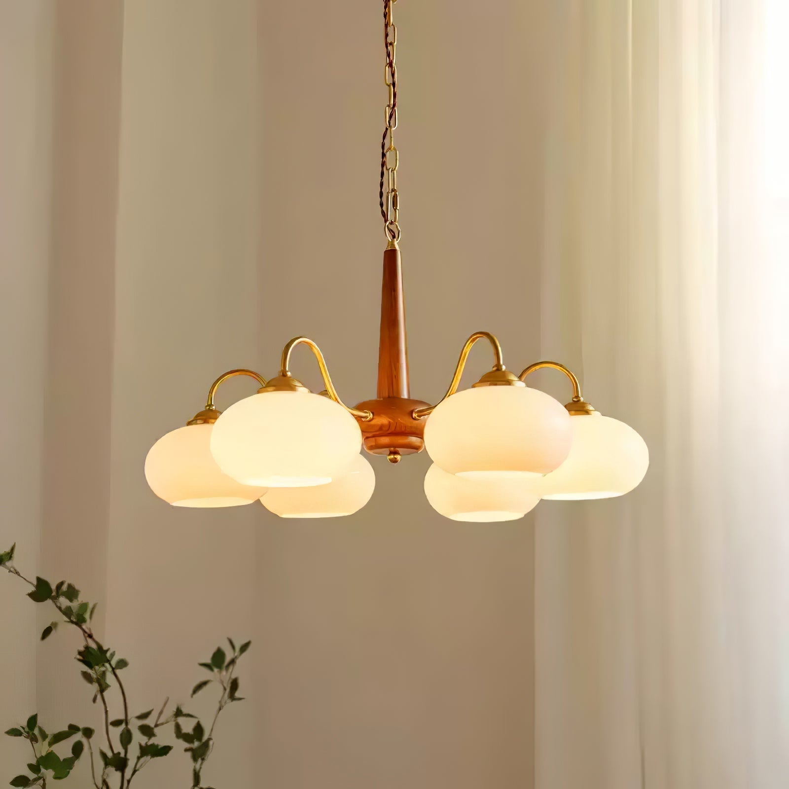 Hali Pendant Lamp Persimmon Brass Glass Elegant-Neutral Decor