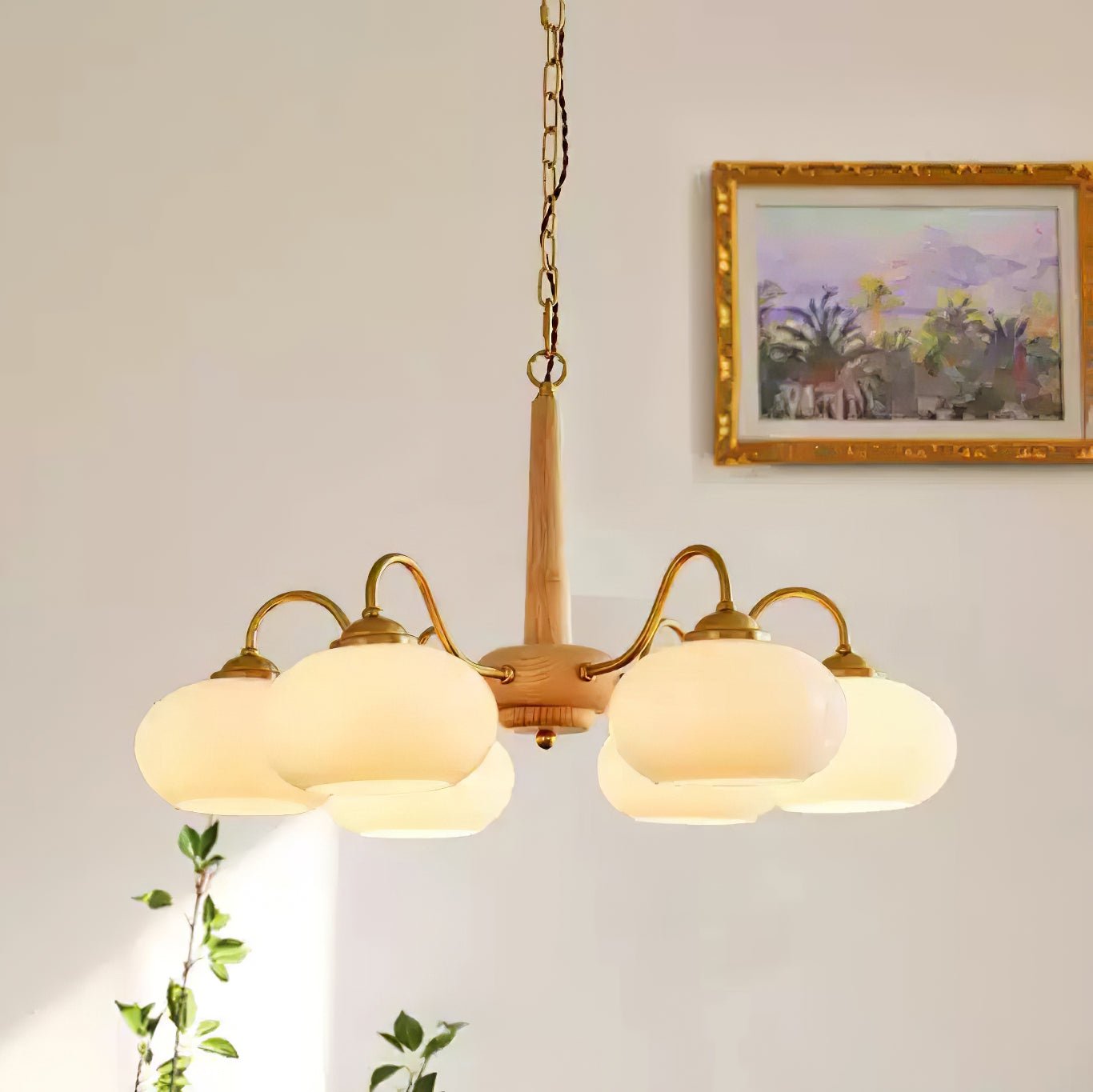 Hali Pendant Lamp Persimmon Brass Glass Elegant-Neutral Decor