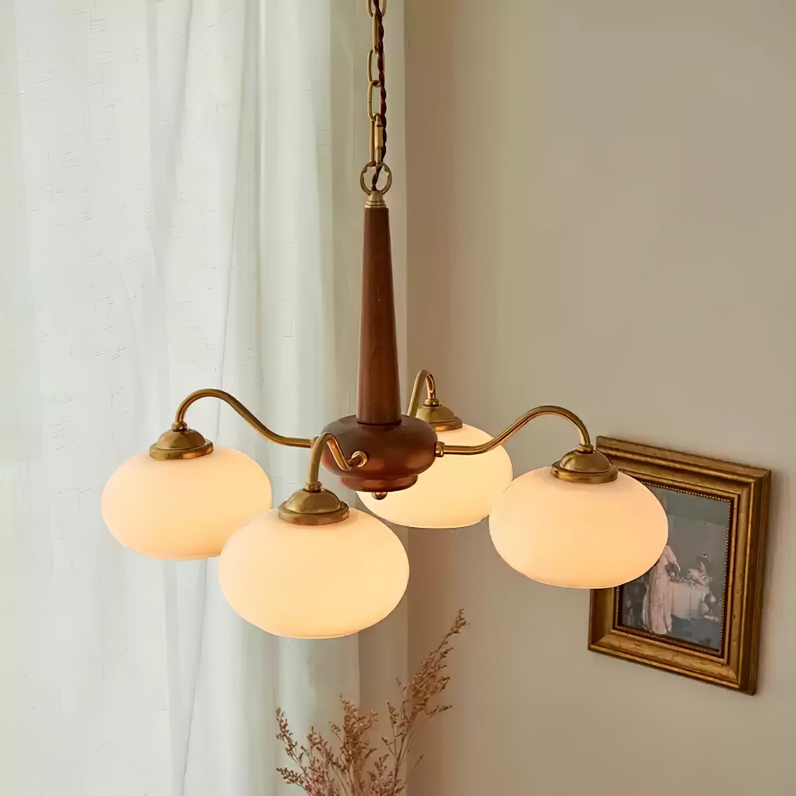 Hali Pendant Lamp Persimmon Brass Glass Elegant-Neutral Decor