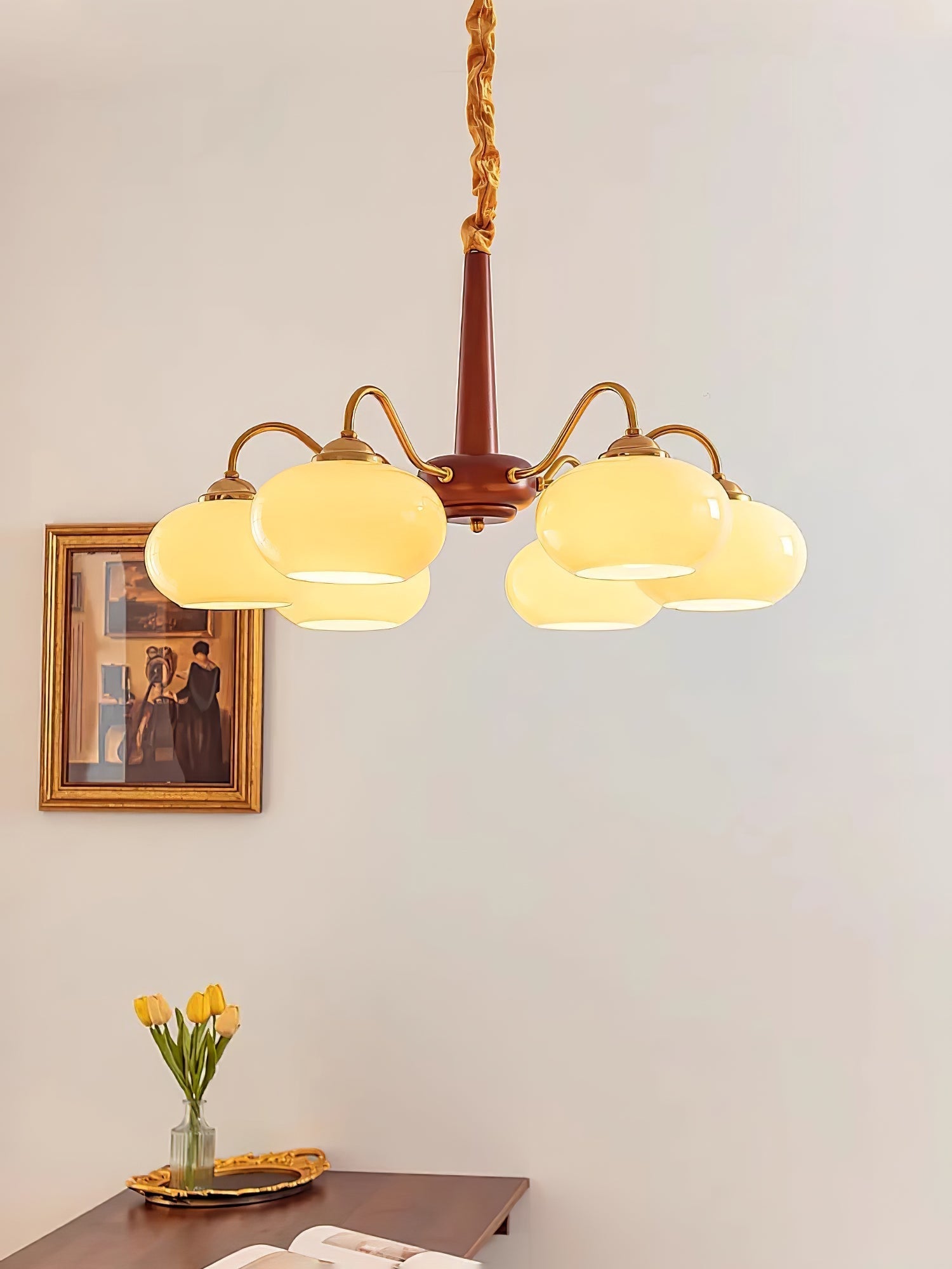 Hali Pendant Lamp Persimmon Brass Glass Elegant-Neutral Decor