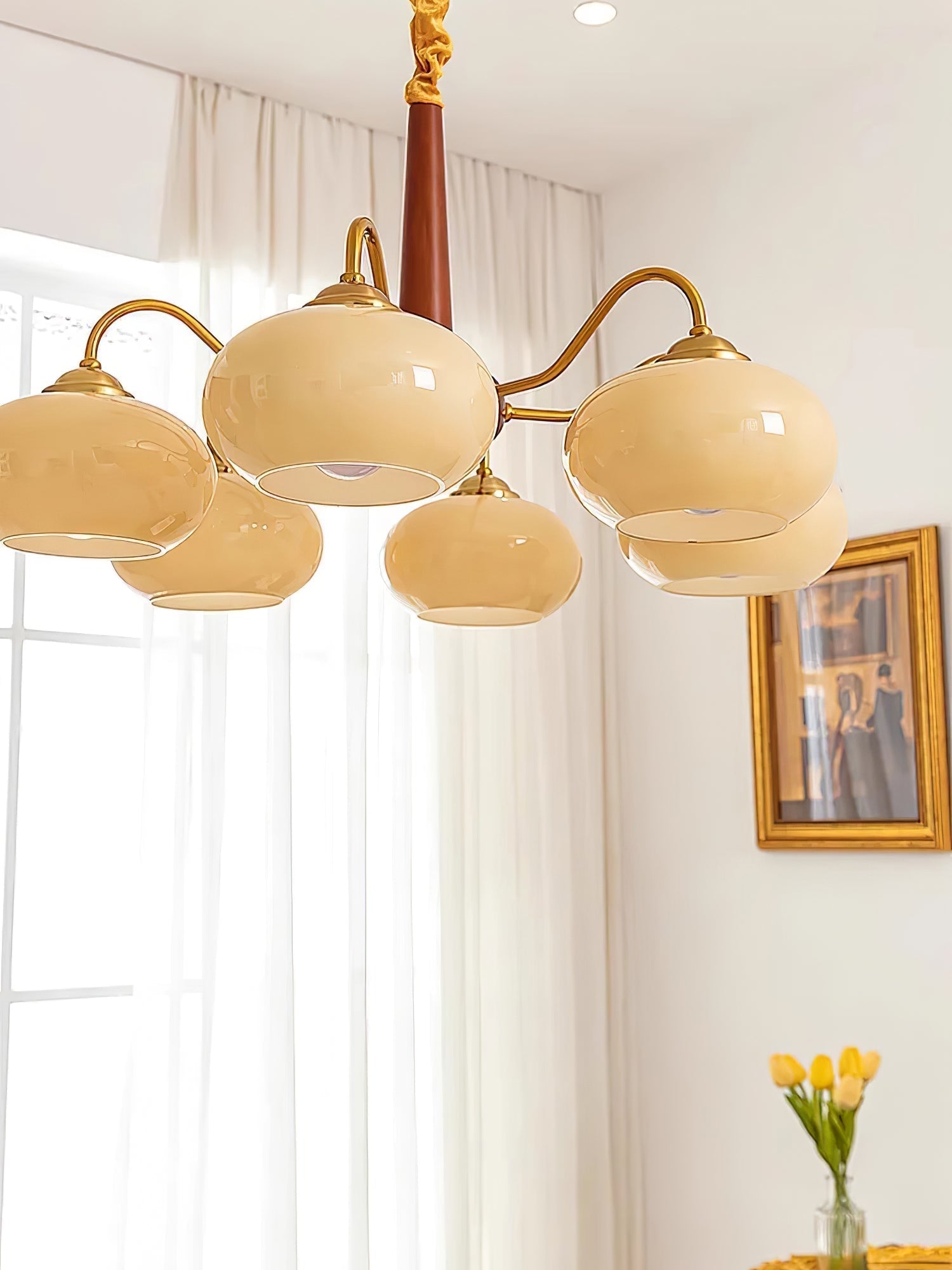 Hali Pendant Lamp Persimmon Brass Glass Elegant-Neutral Decor