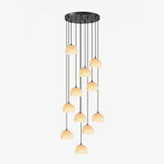 Petal Alabaster Dome Staircase Chandelier-Neutral Decor