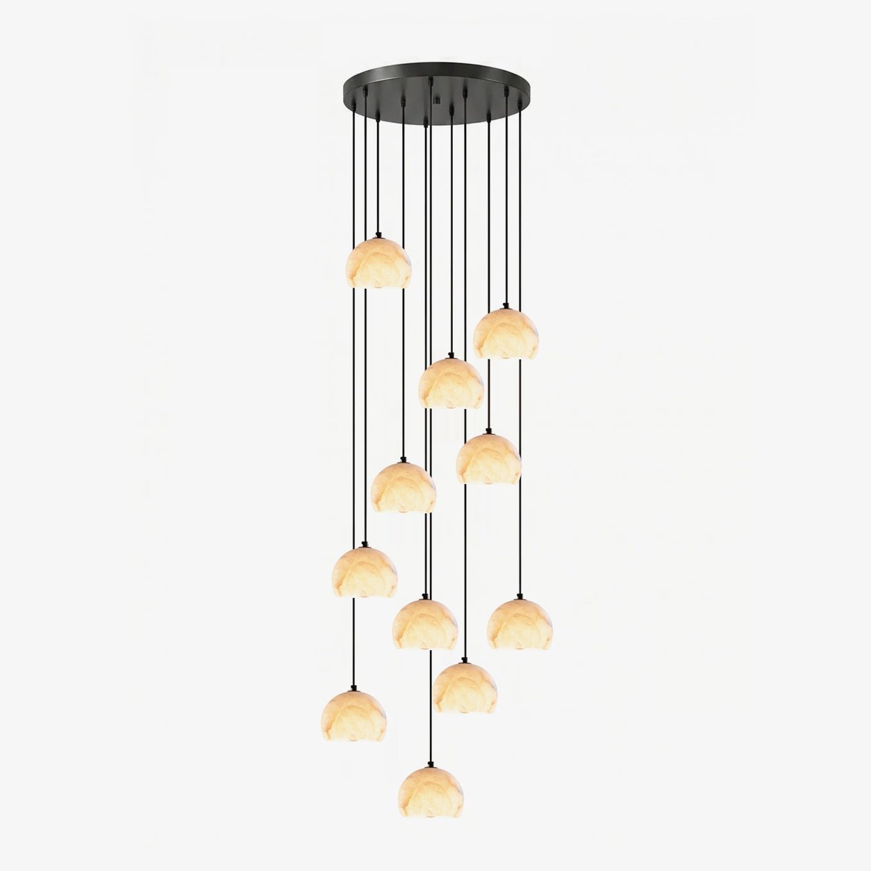 Petal Alabaster Dome Staircase Chandelier-Neutral Decor