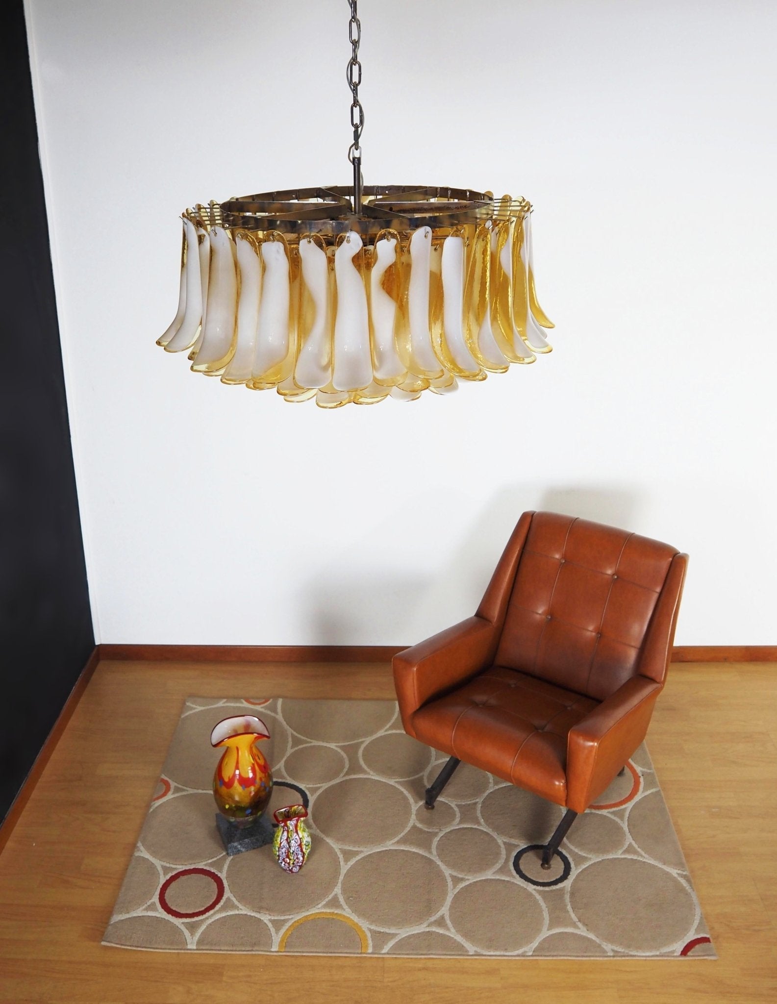 Equvel Chandelier Amber Murano Glass Petal Elegant-Neutral Decor