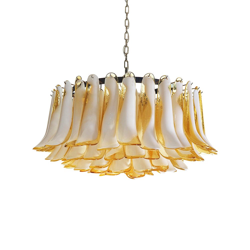 Equvel Chandelier Amber Murano Glass Petal Elegant-Neutral Decor