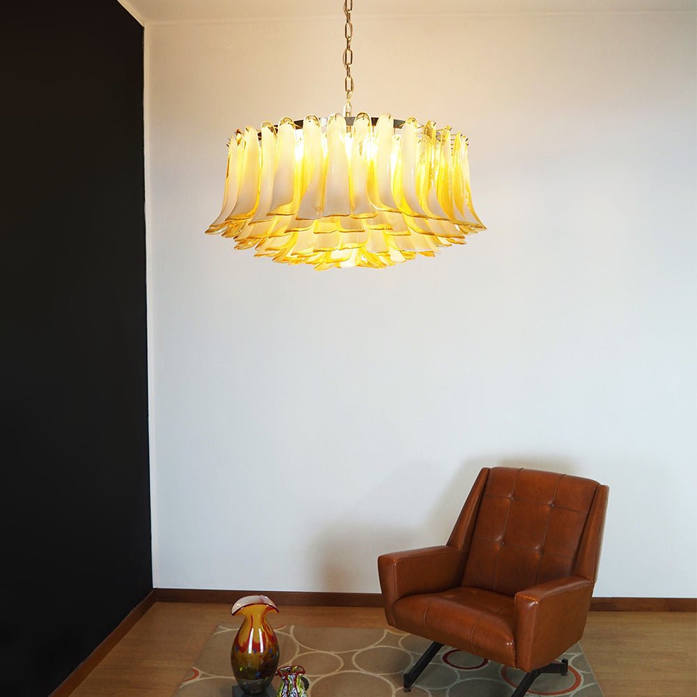 Equvel Chandelier Amber Murano Glass Petal Elegant-Neutral Decor