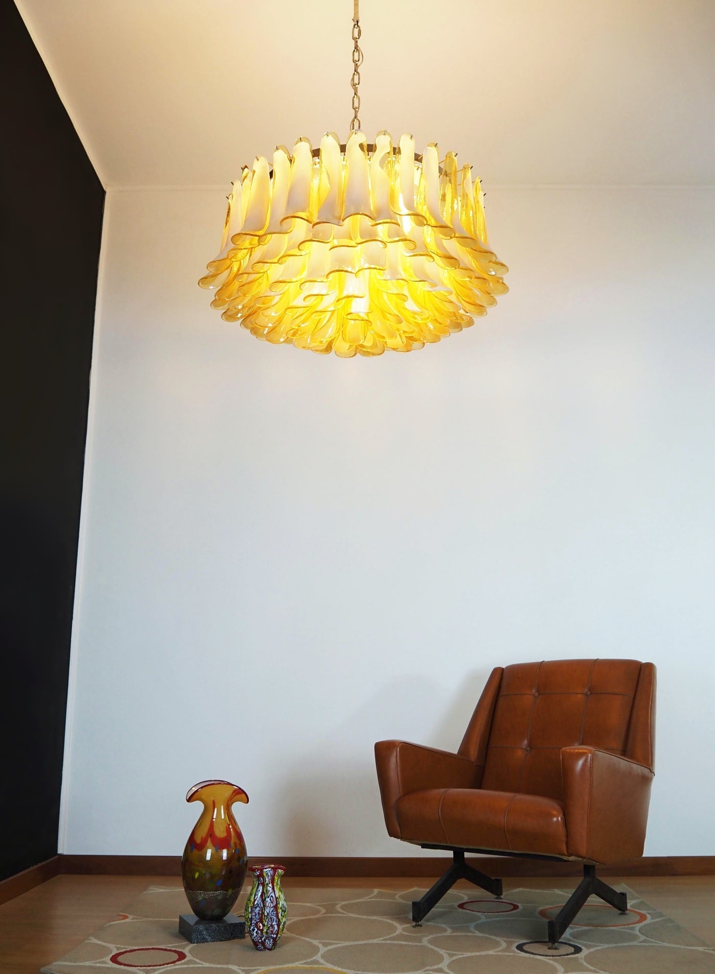 Equvel Chandelier Amber Murano Glass Petal Elegant-Neutral Decor