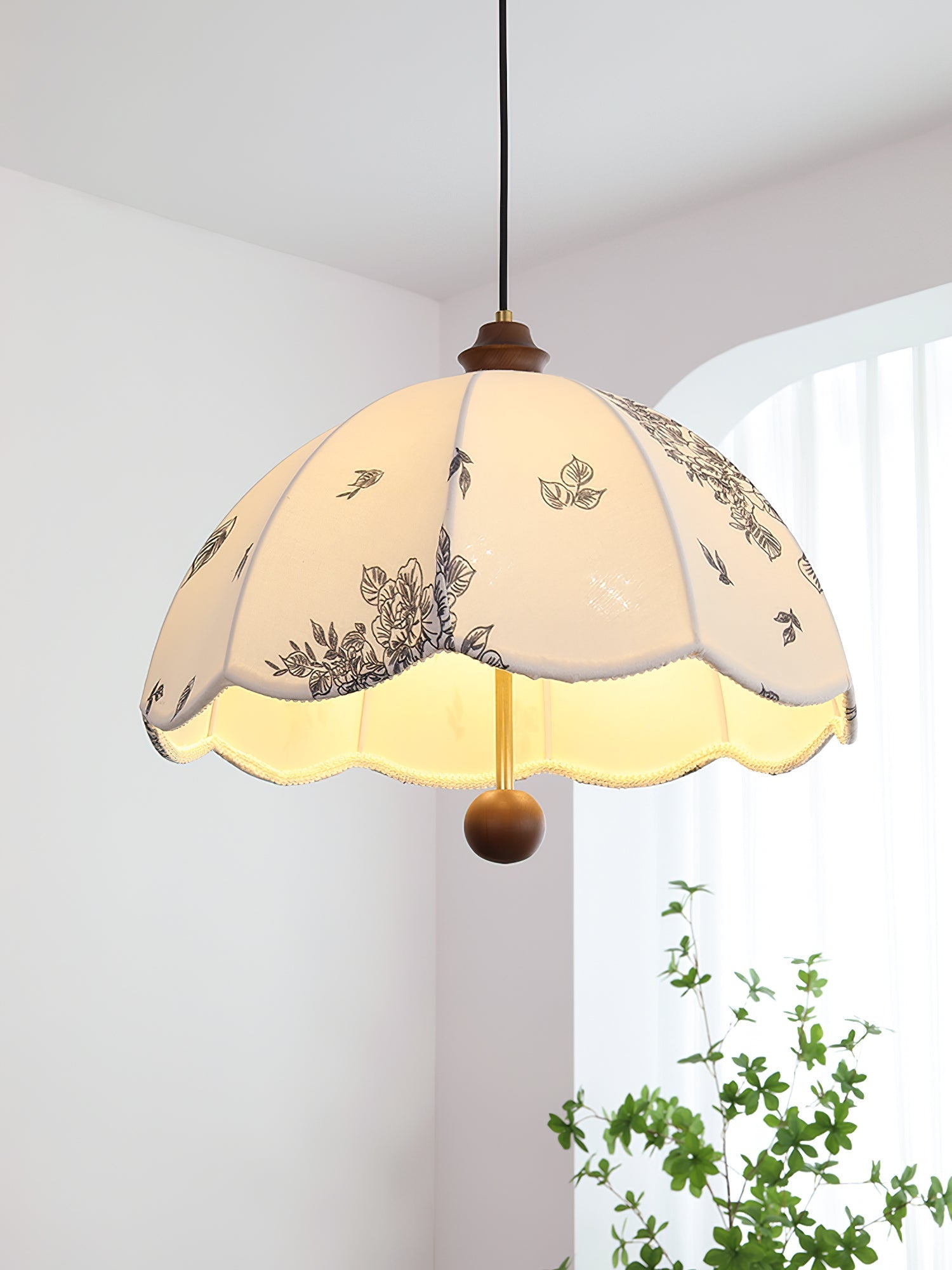 Vevenir Petal Whisper Wood Fabric Pendant Lamp-Neutral Decor