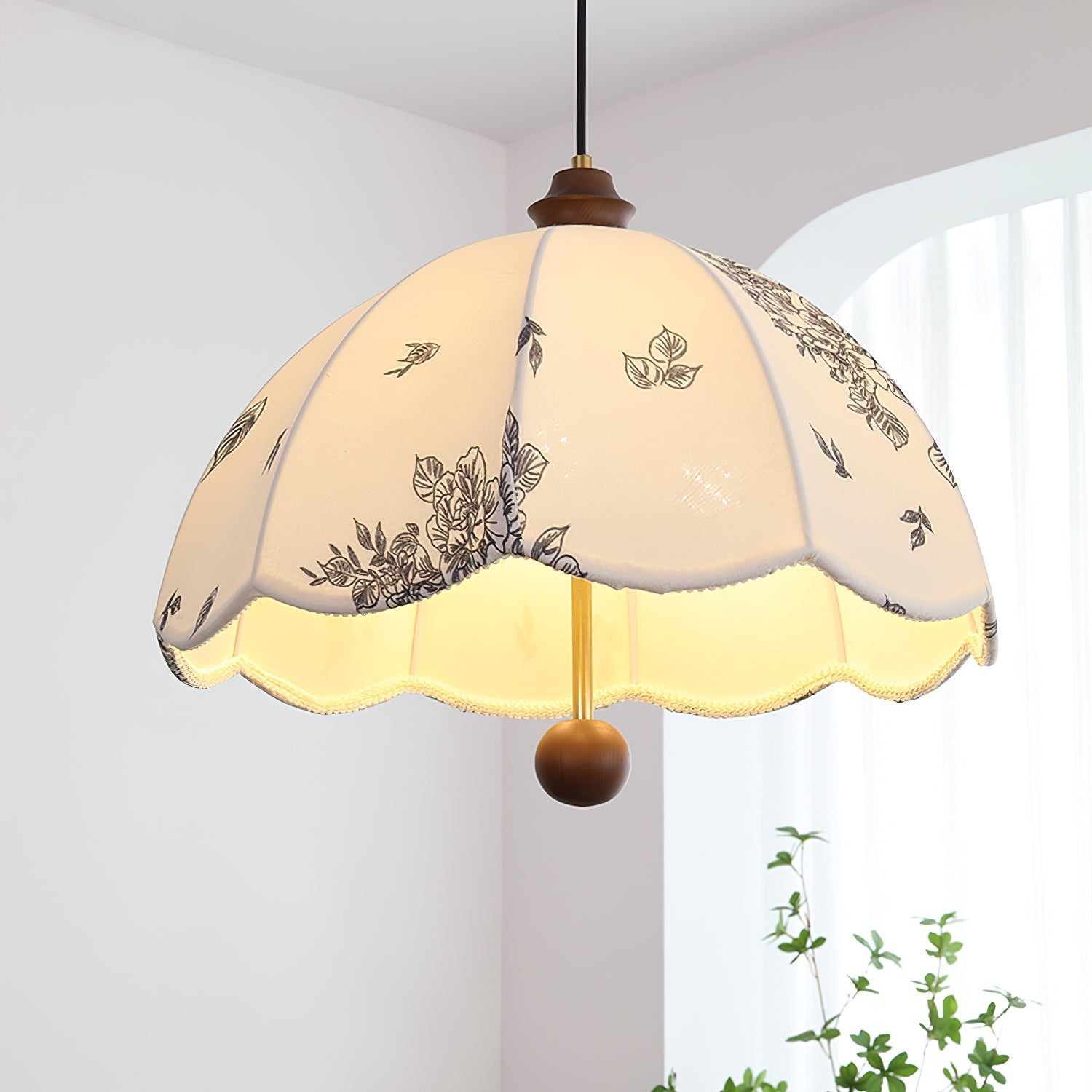 Vevenir Petal Whisper Wood Fabric Pendant Lamp-Neutral Decor