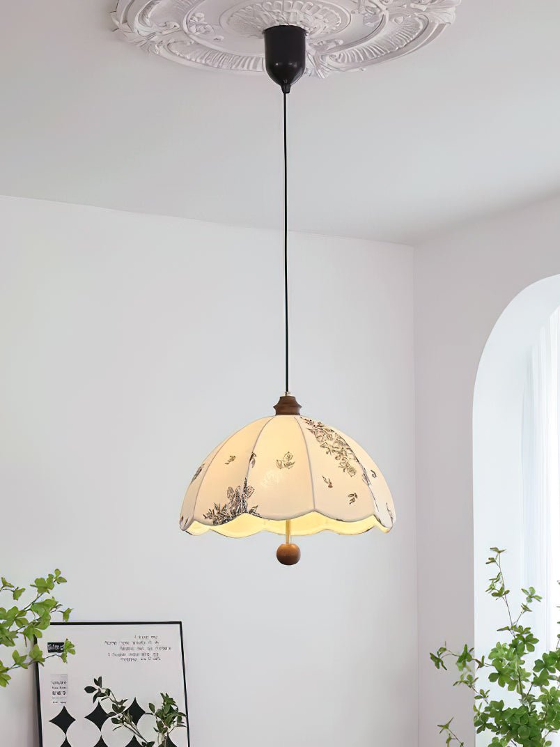Vevenir Petal Whisper Wood Fabric Pendant Lamp-Neutral Decor