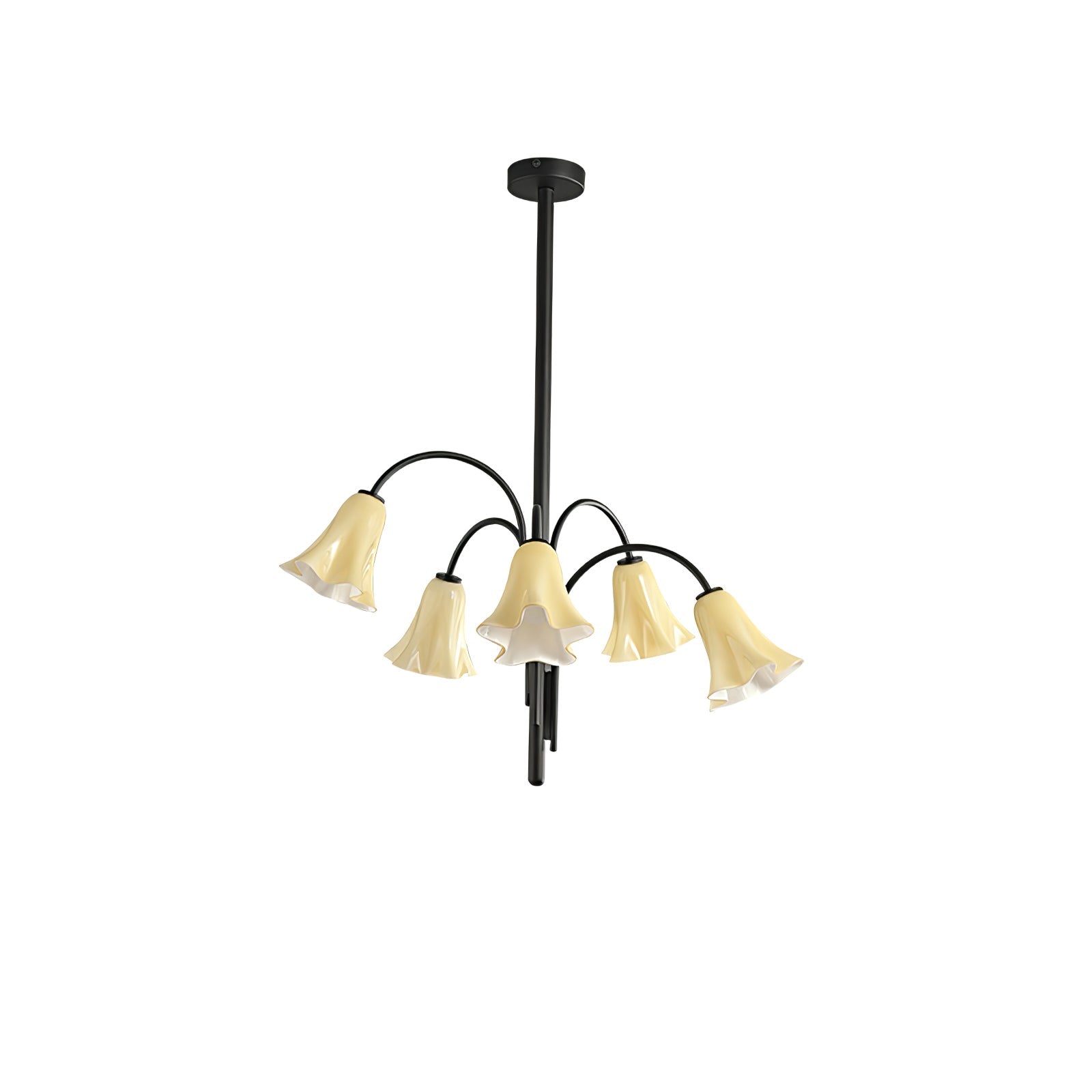 Aurora Chandelier Blossom Petal Glass Arms-Neutral Decor