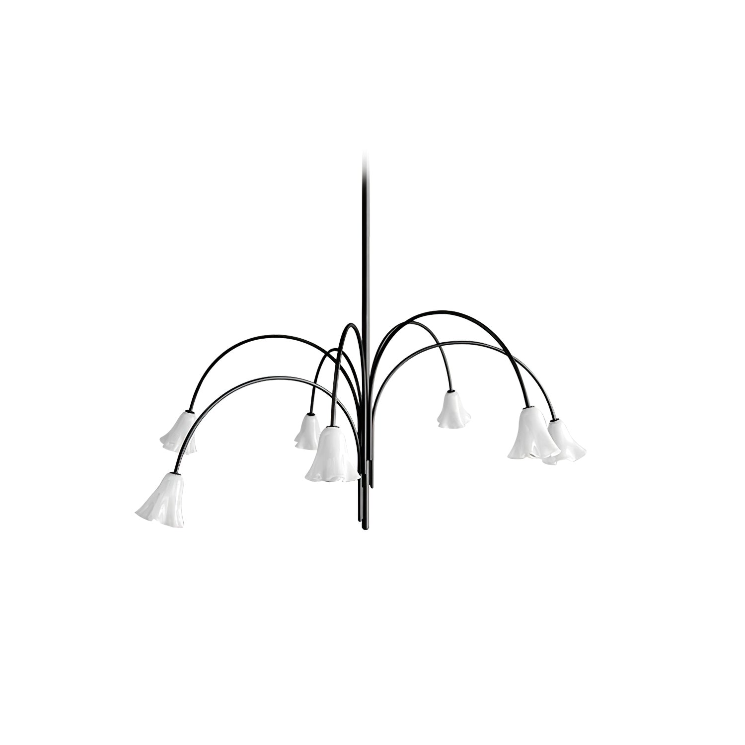 Aurora Chandelier Blossom Petal Glass Arms-Neutral Decor