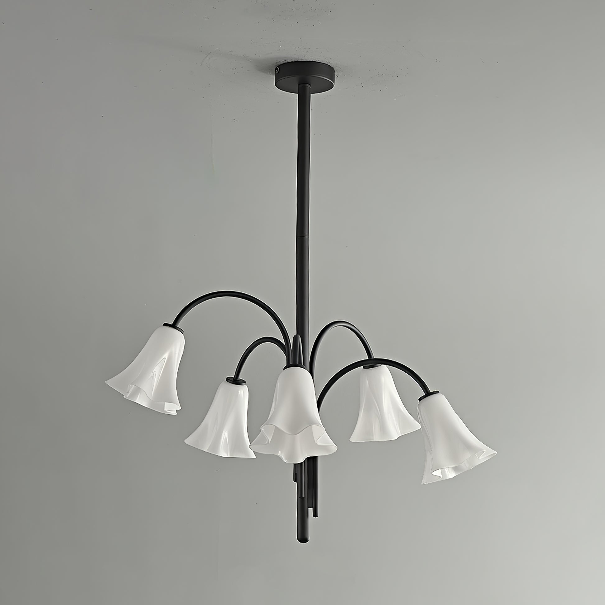 Aurora Chandelier Blossom Petal Glass Arms-Neutral Decor