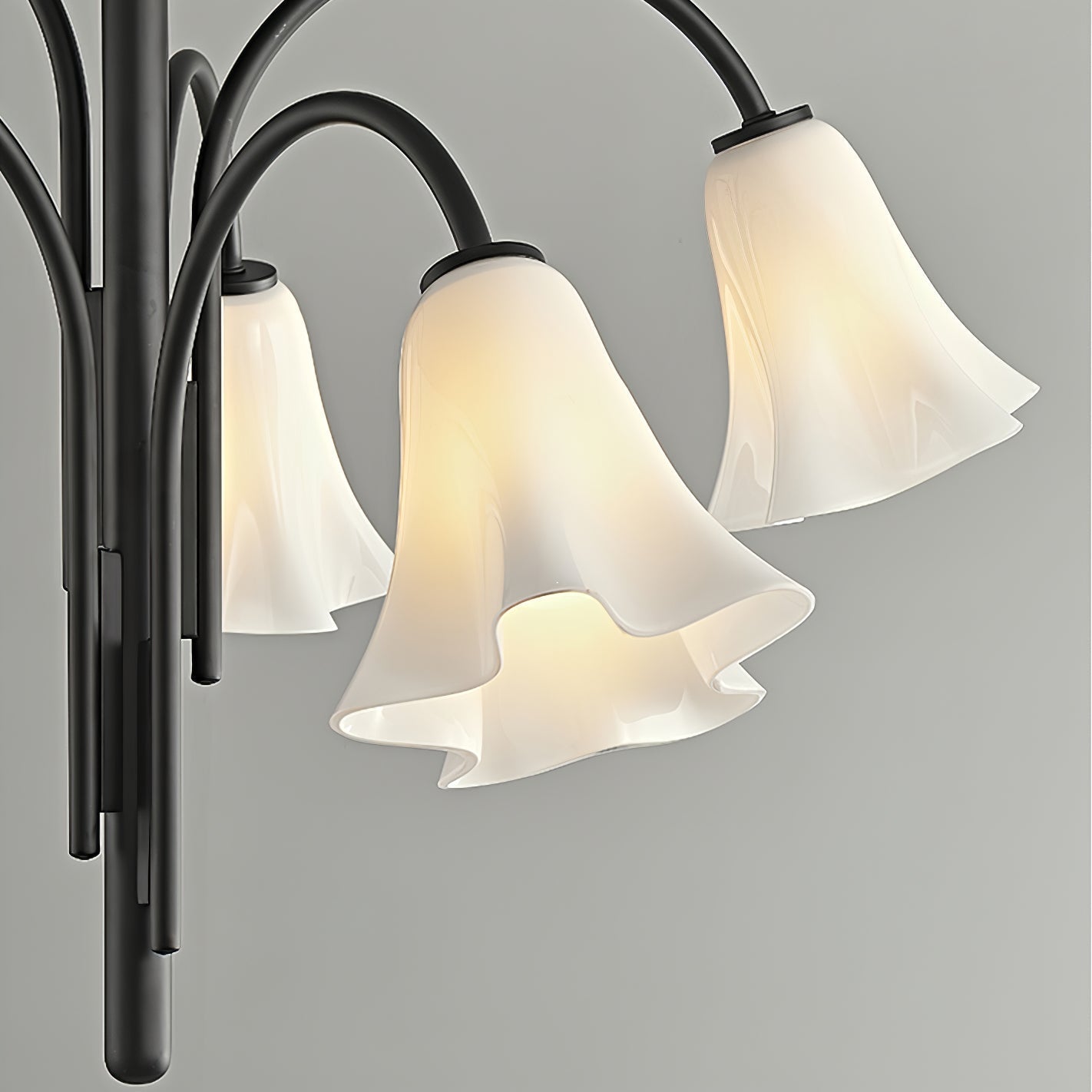 Aurora Chandelier Blossom Petal Glass Arms-Neutral Decor