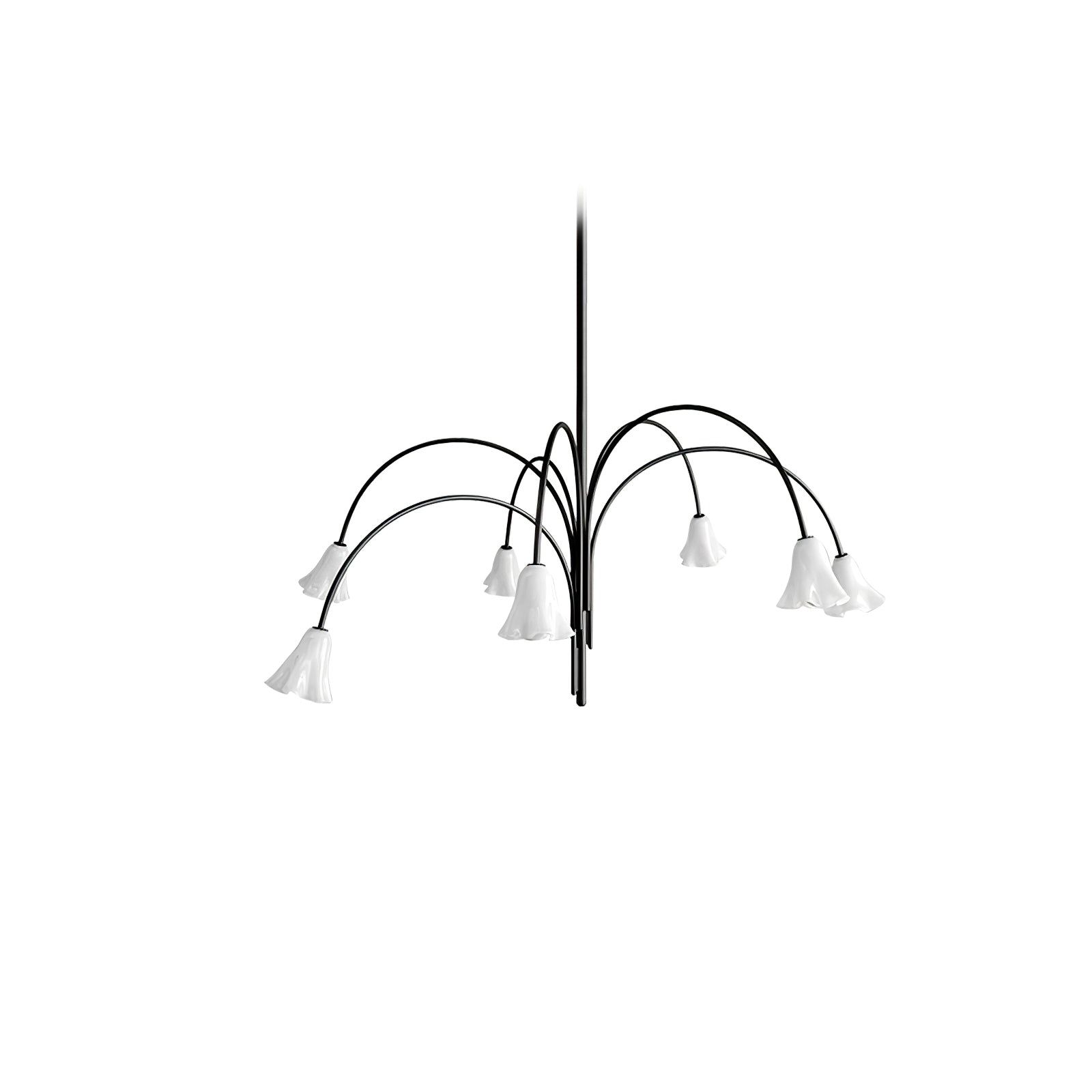 Aurora Chandelier Blossom Petal Glass Arms-Neutral Decor