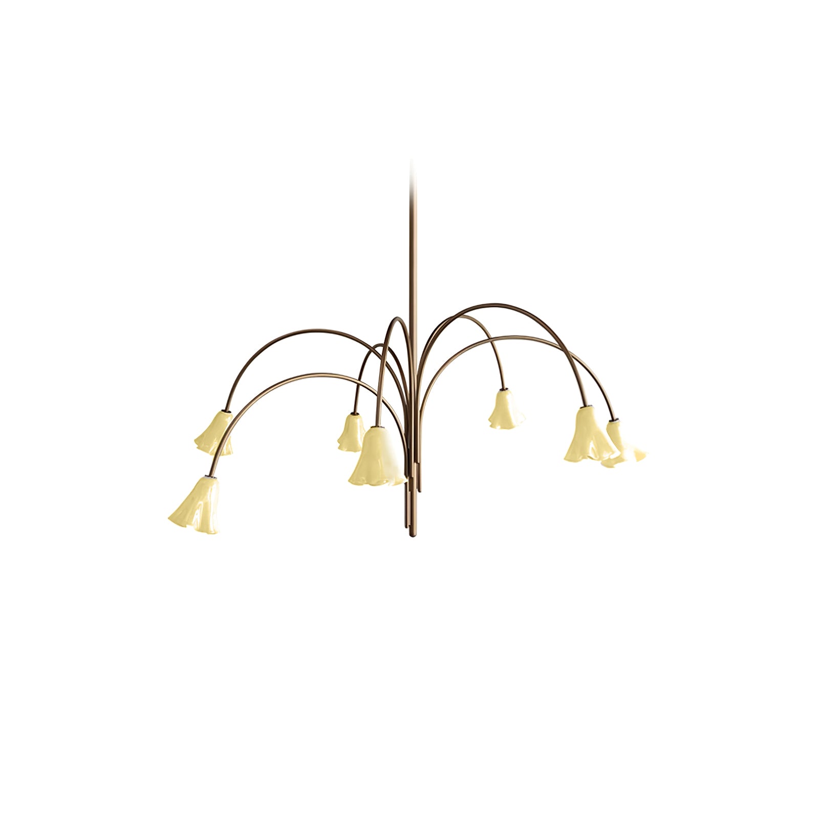 Aurora Chandelier Blossom Petal Glass Arms-Neutral Decor