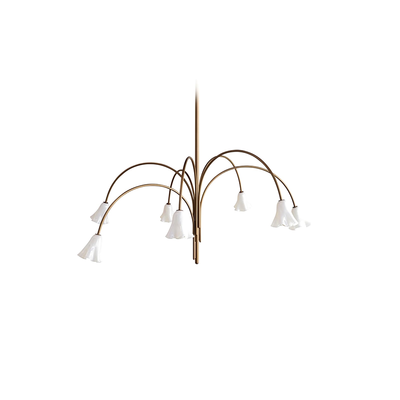 Aurora Chandelier Blossom Petal Glass Arms-Neutral Decor