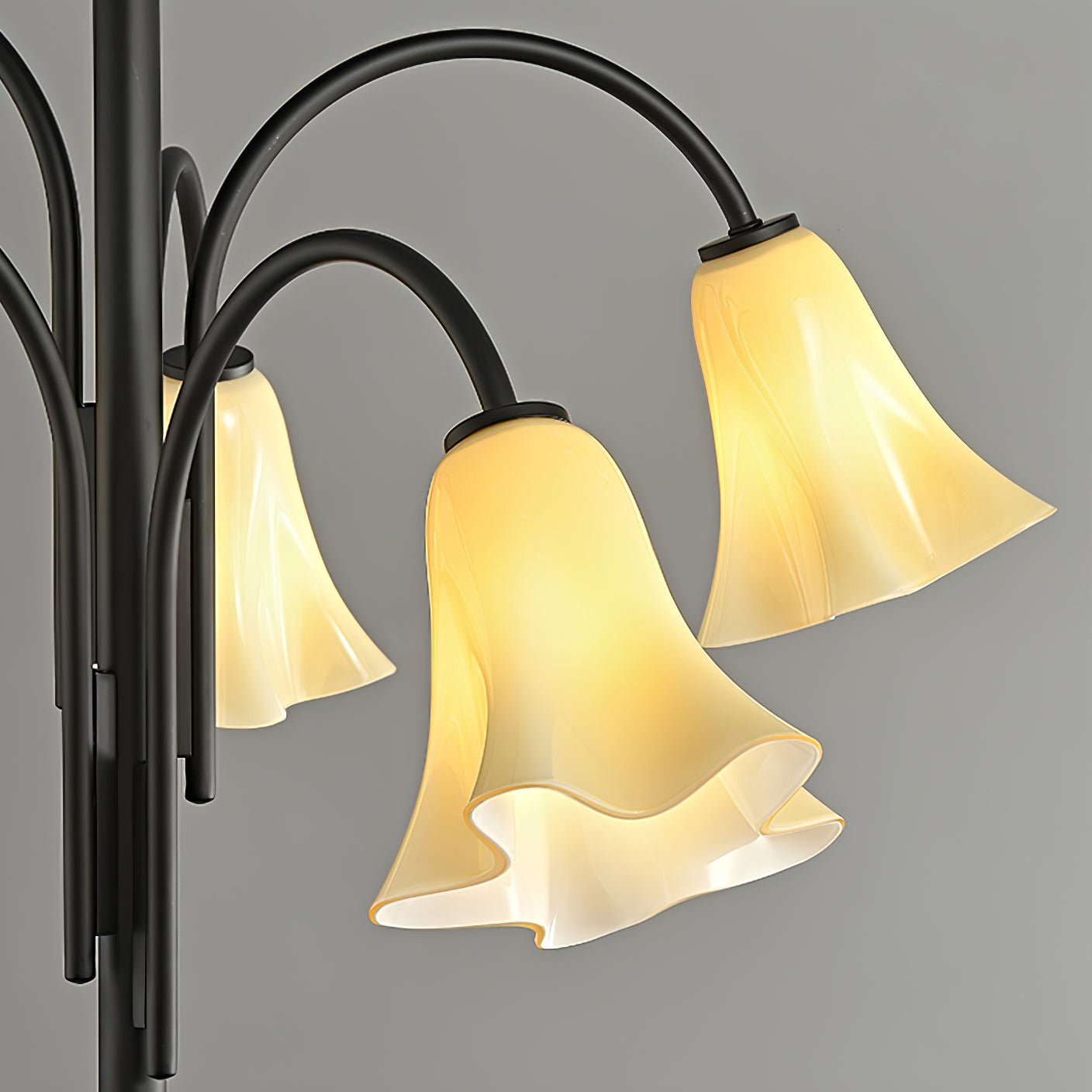 Aurora Chandelier Blossom Petal Glass Arms-Neutral Decor