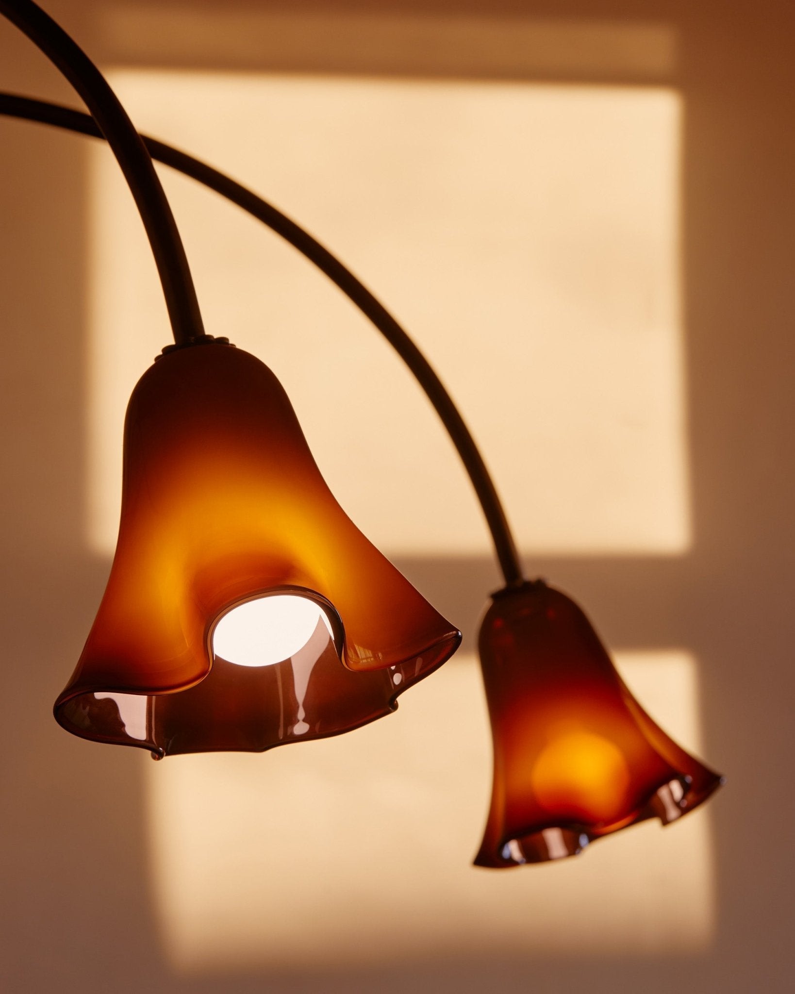 Aurora Chandelier Blossom Petal Glass Arms-Neutral Decor