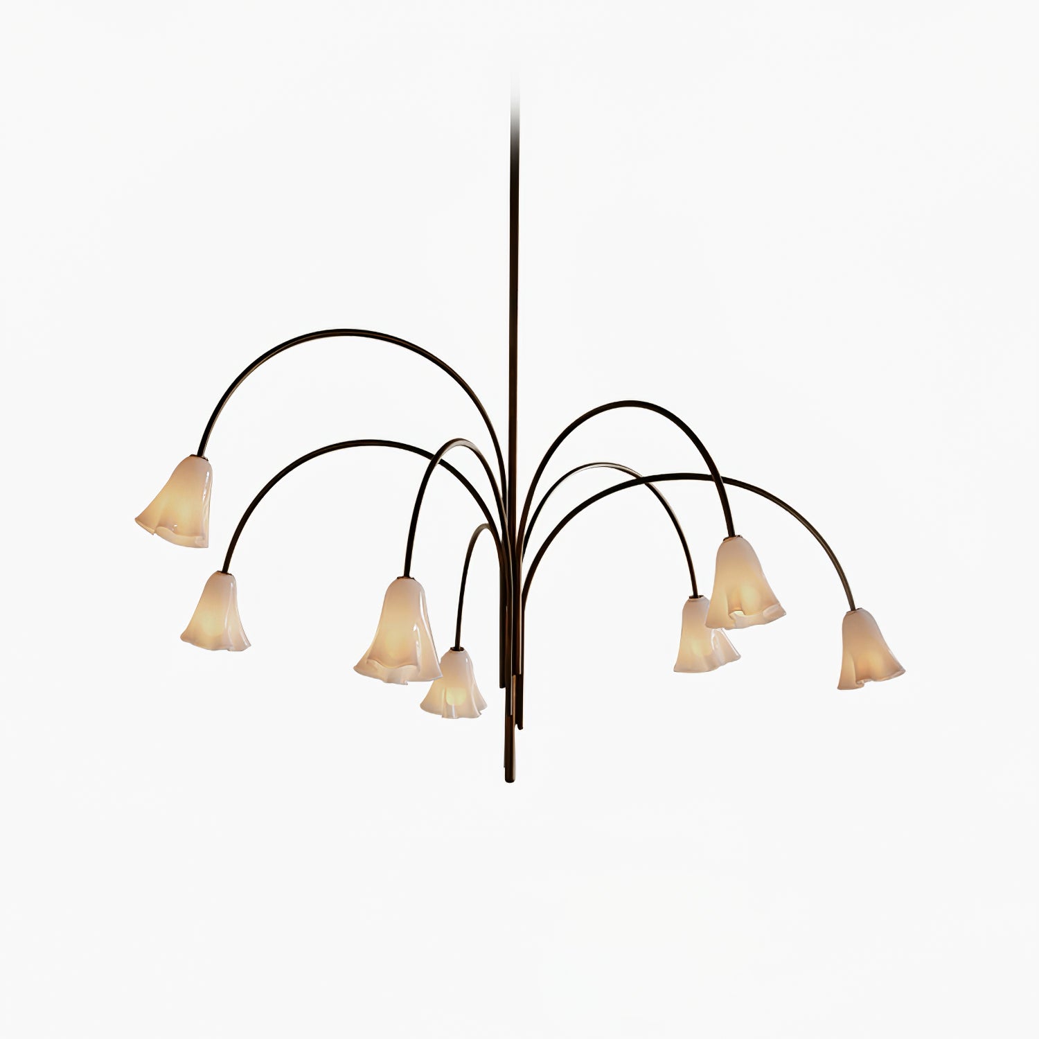 Aurora Chandelier Blossom Petal Glass Arms-Neutral Decor