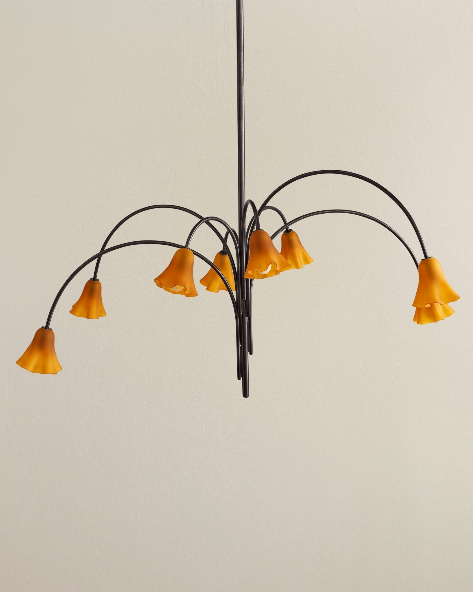 Aurora Chandelier Blossom Petal Glass Arms-Neutral Decor