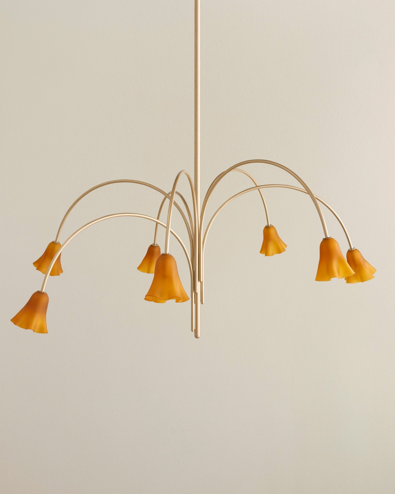 Aurora Chandelier Blossom Petal Glass Arms-Neutral Decor