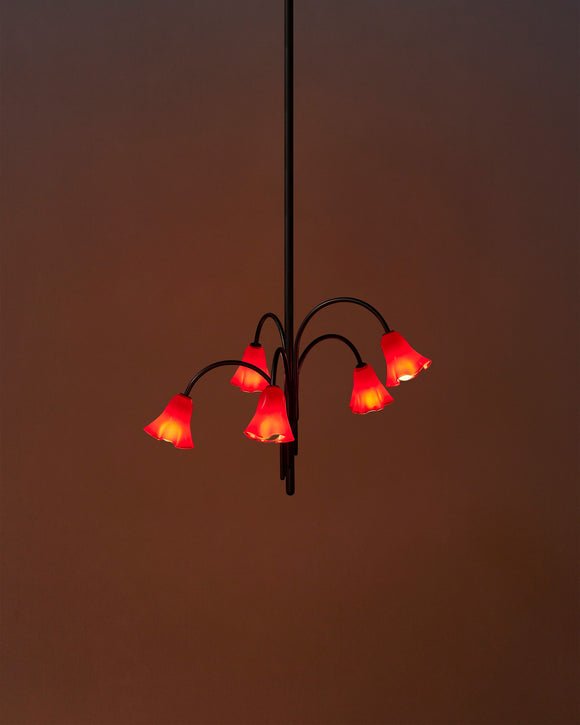 Aurora Chandelier Blossom Petal Glass Arms-Neutral Decor