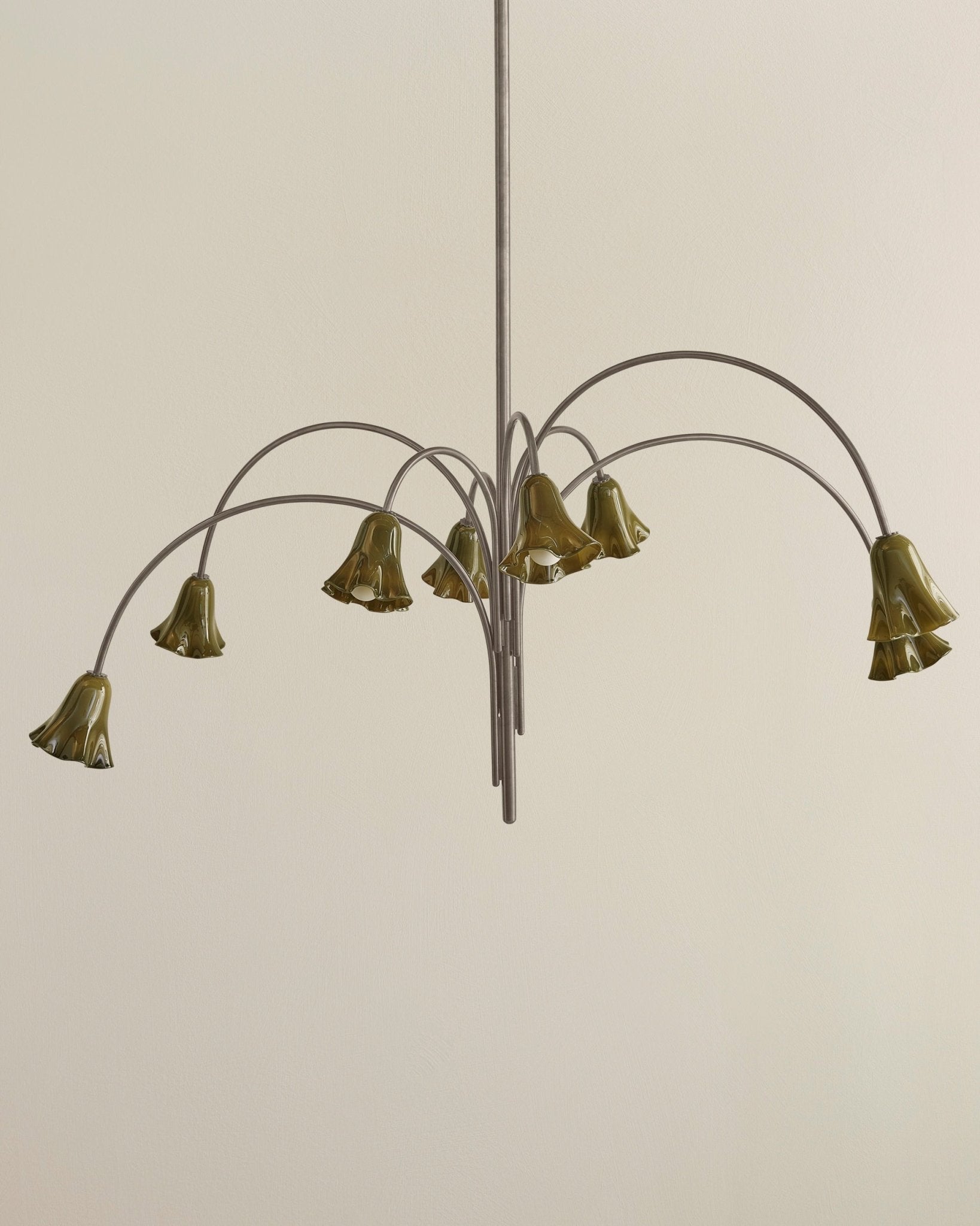 Aurora Chandelier Blossom Petal Glass Arms-Neutral Decor