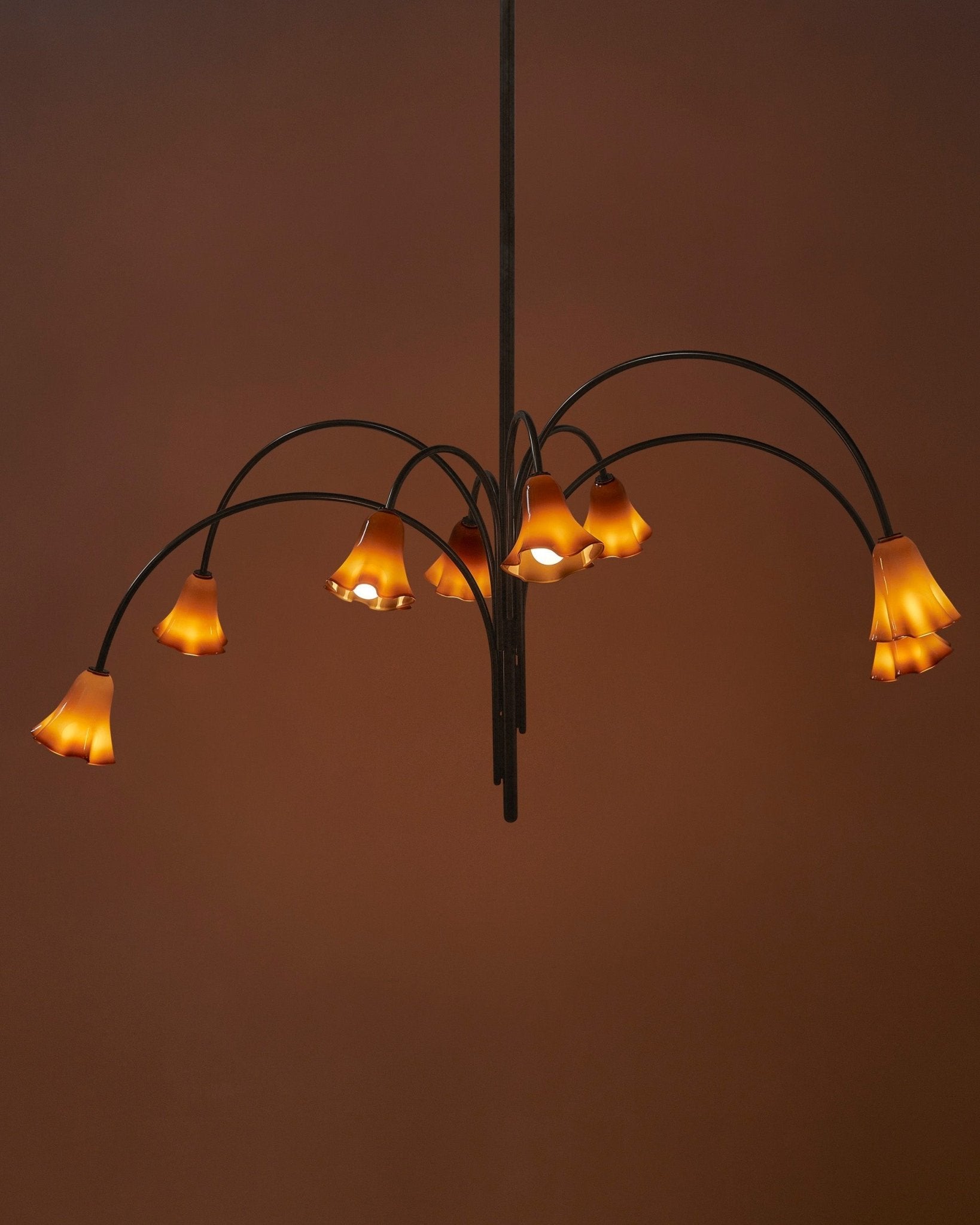 Aurora Chandelier Blossom Petal Glass Arms-Neutral Decor