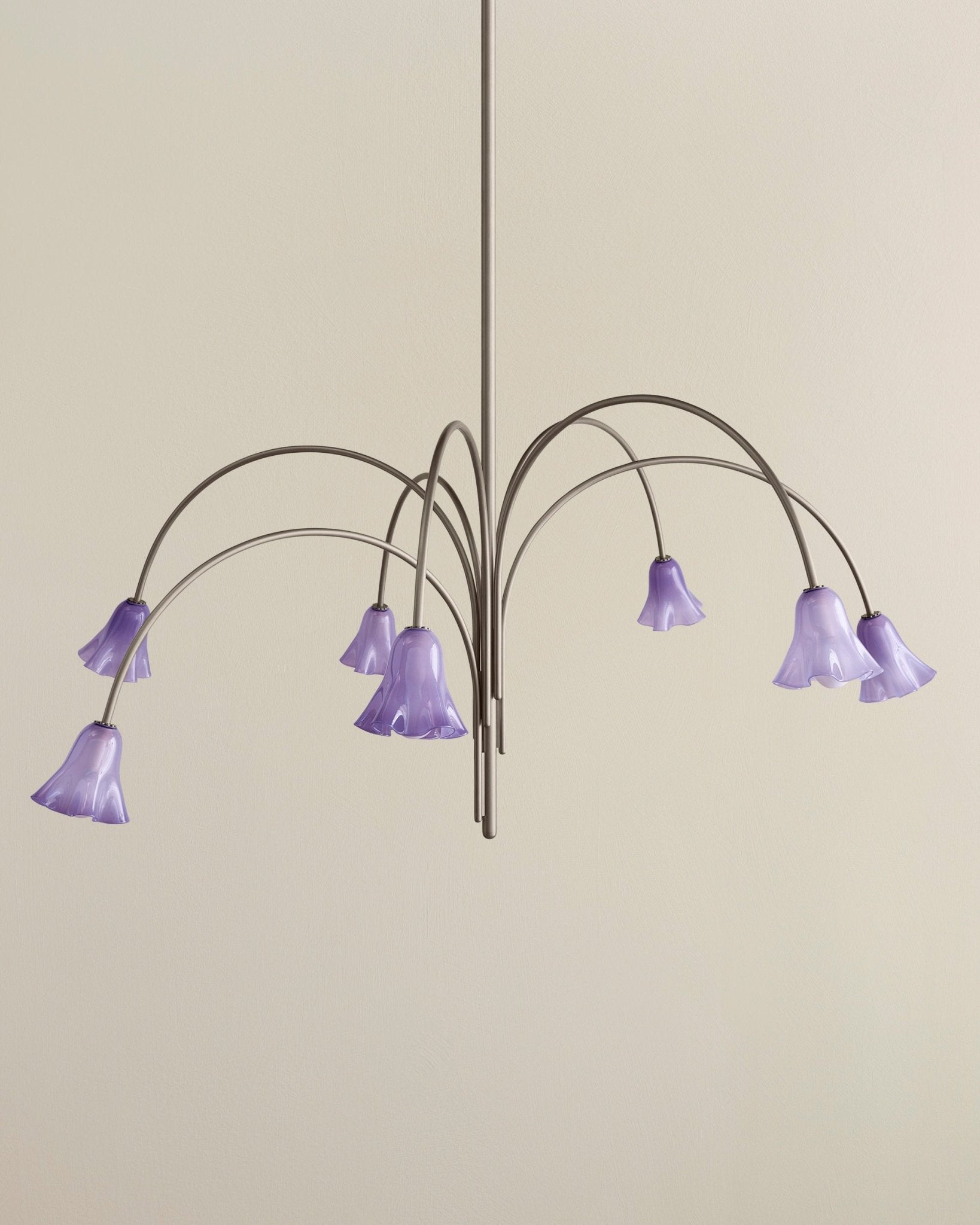 Aurora Chandelier Blossom Petal Glass Arms-Neutral Decor