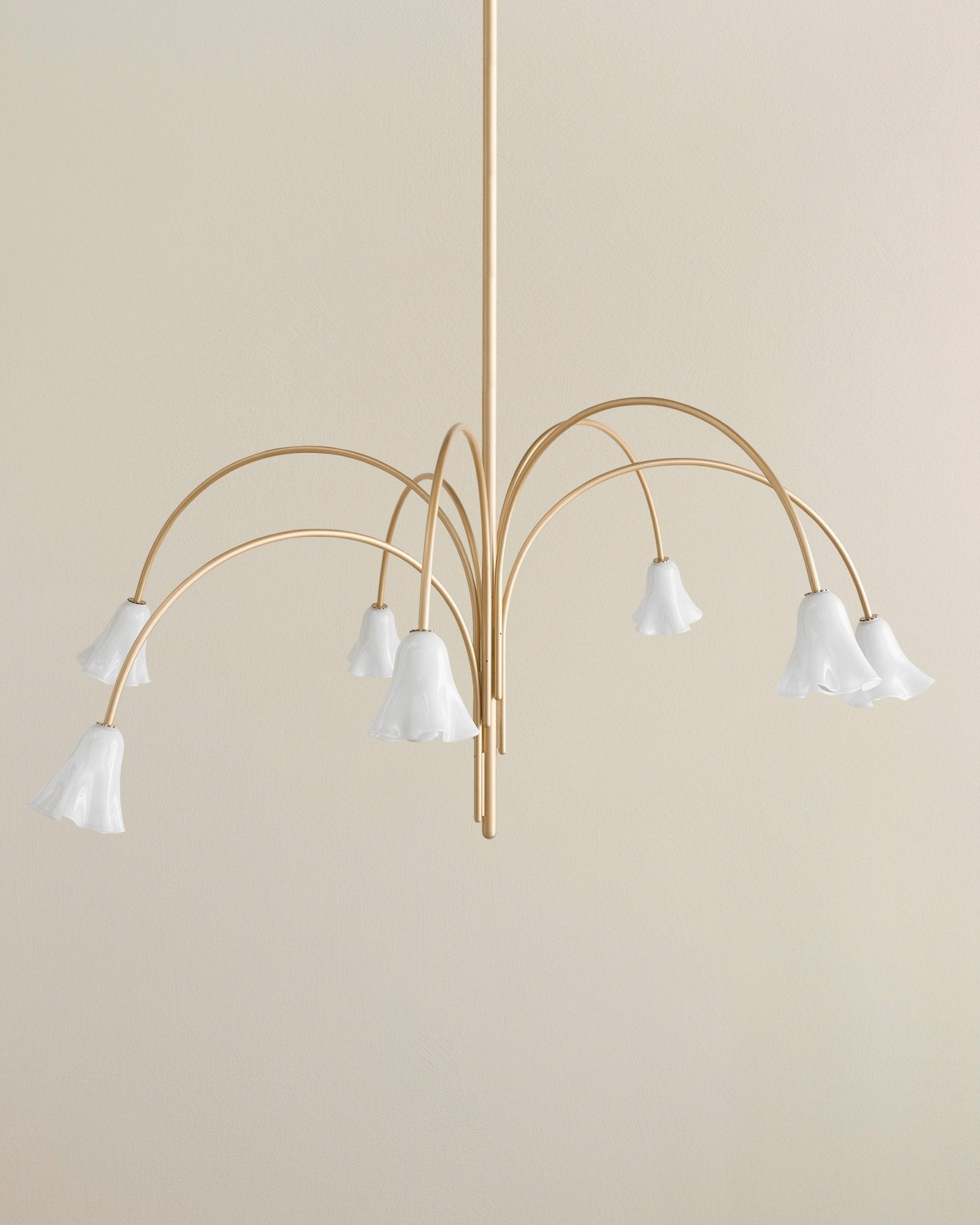 Aurora Chandelier Blossom Petal Glass Arms-Neutral Decor